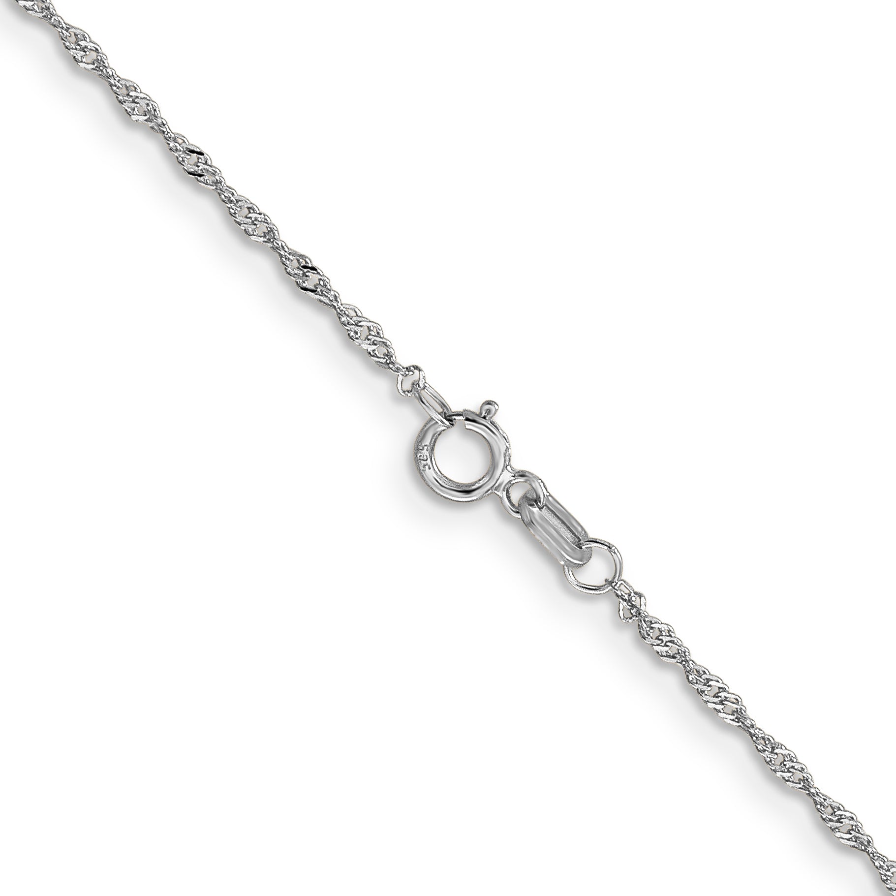 14K White Gold 20 Inch 1.10Mm Singapore With Spring Ring Clasp Chain