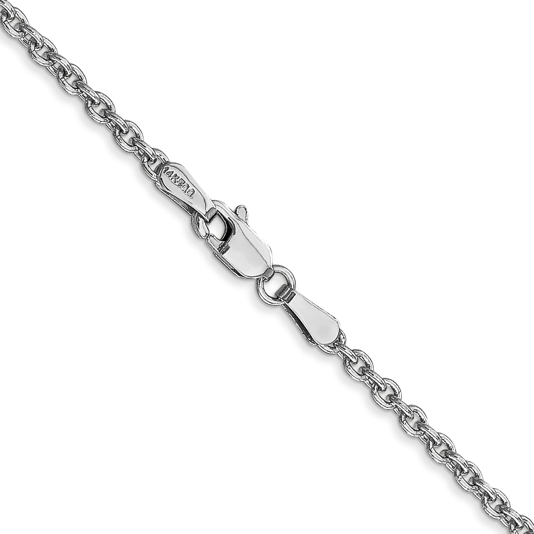 14K White Gold 18 Inch 2.2Mm Forzantine Cable With Lobster Clasp Chain