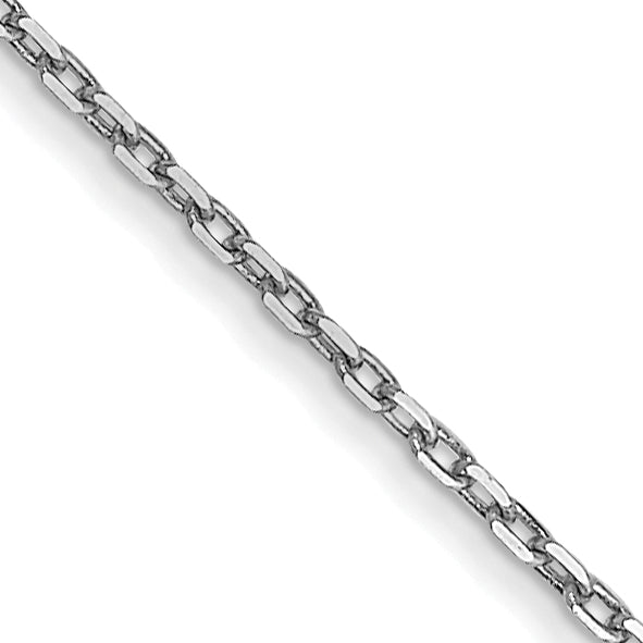 14K White Gold 16 inch .8mm Diamond-cut Cable with Spring Ring Clasp Chain