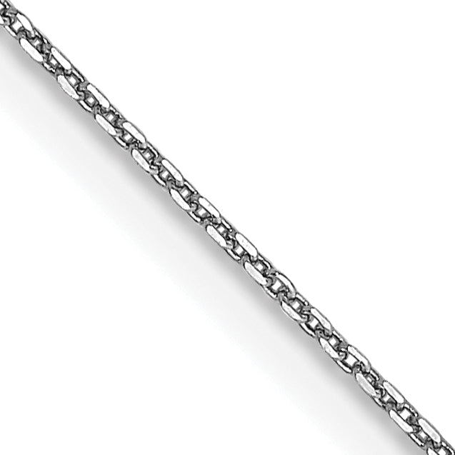14K White Gold 16 inch .65mm Diamond-cut Round Open Link Cable with Lobster Clasp Chain
