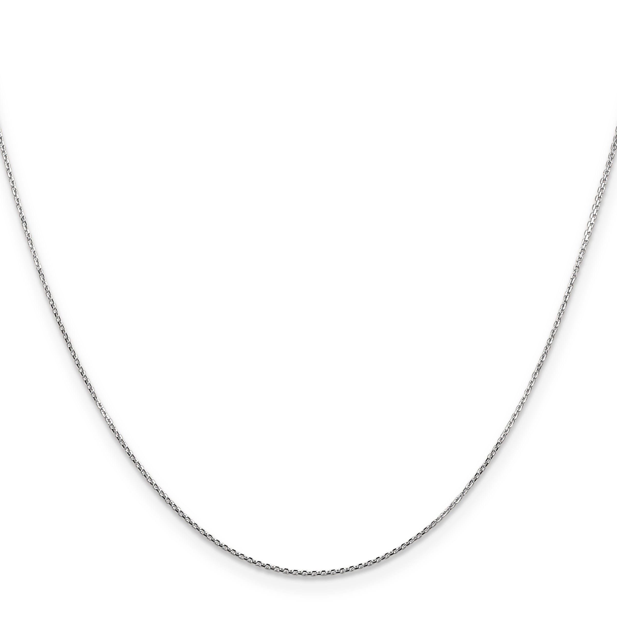 14K White Gold 18 inch .8mm Diamond-cut Round Open Link Cable with Lobster Clasp Chain
