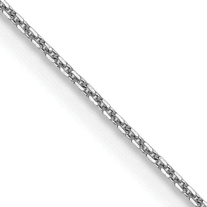 14K White Gold 18 inch .8mm Diamond-cut Round Open Link Cable with Lobster Clasp Chain