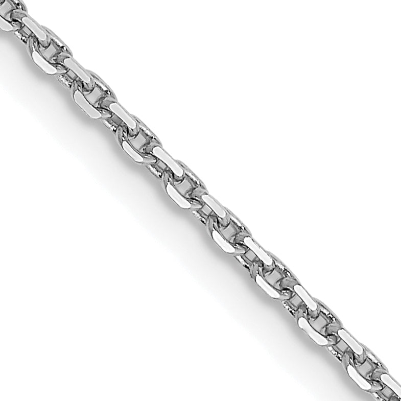 14K White Gold 18 Inch 1.4Mm Diamond-Cut Round Open Link Cable With Lobster Clasp Chain