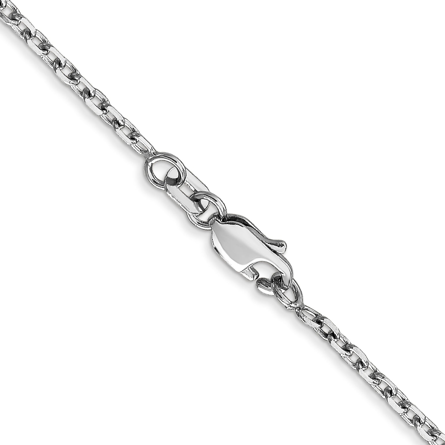 14K White Gold 20 Inch 1.8Mm Diamond-Cut Round Open Link Cable With Lobster Clasp Chain