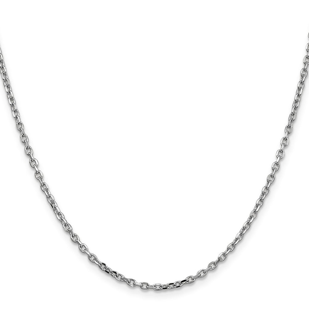 14K White Gold 24 inch 2.2mm Diamond-cut Round Open Link Cable with Lobster Clasp Chain