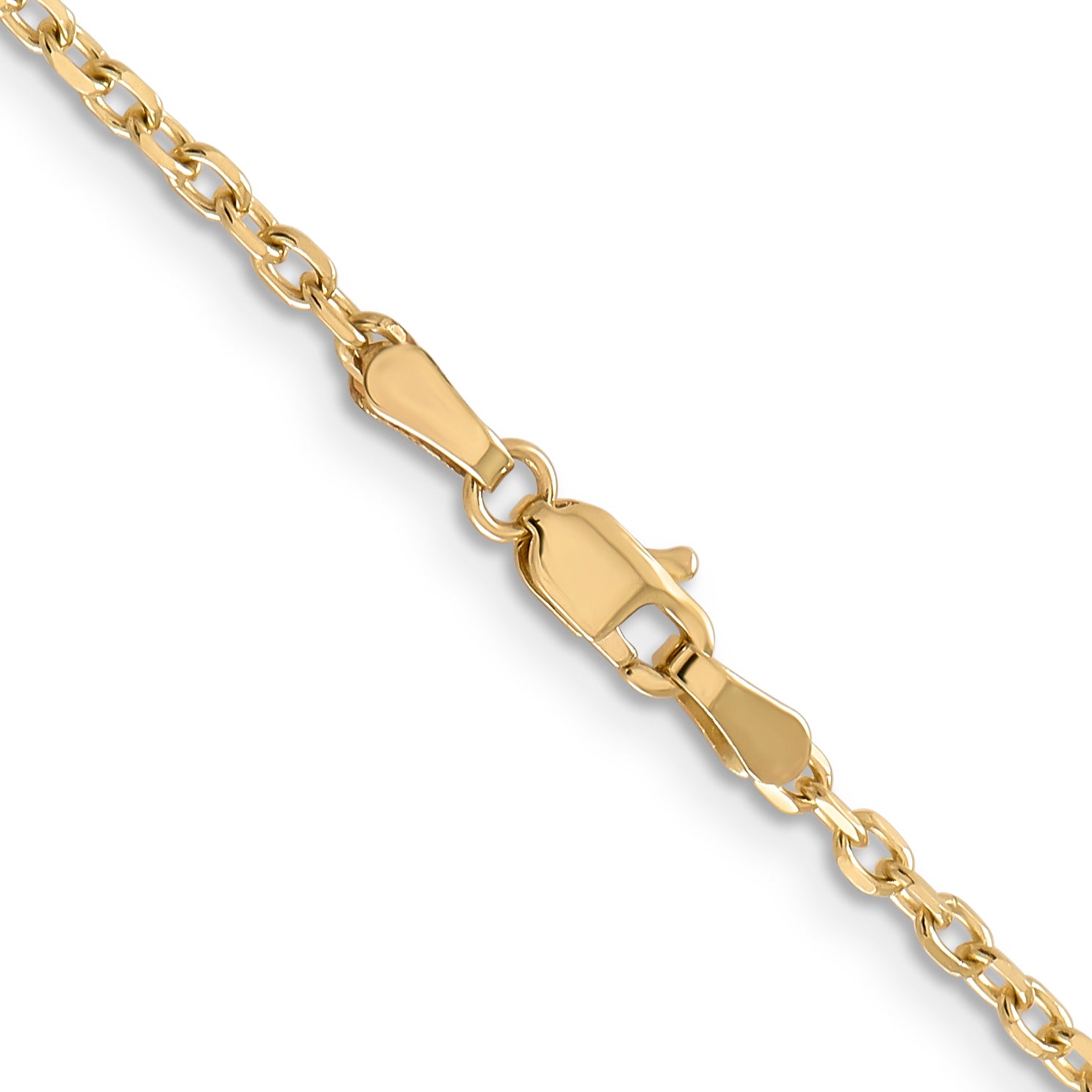 14K 20 Inch 2.2Mm Diamond-Cut Round Open Link Cable With Lobster Clasp Chain