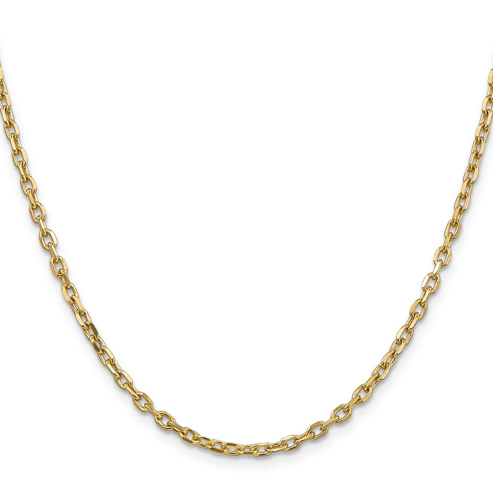 14K 18 inch 3mm Diamond-cut Round Open Link Cable with Lobster Clasp Chain