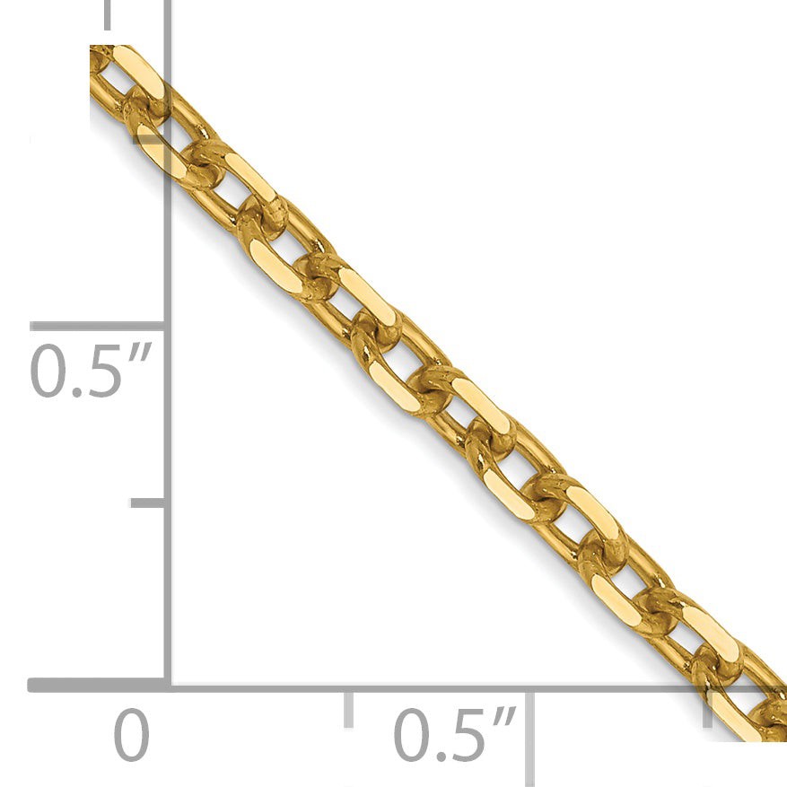 14K 16 Inch 3Mm Diamond-Cut Round Open Link Cable With Lobster Clasp Chain