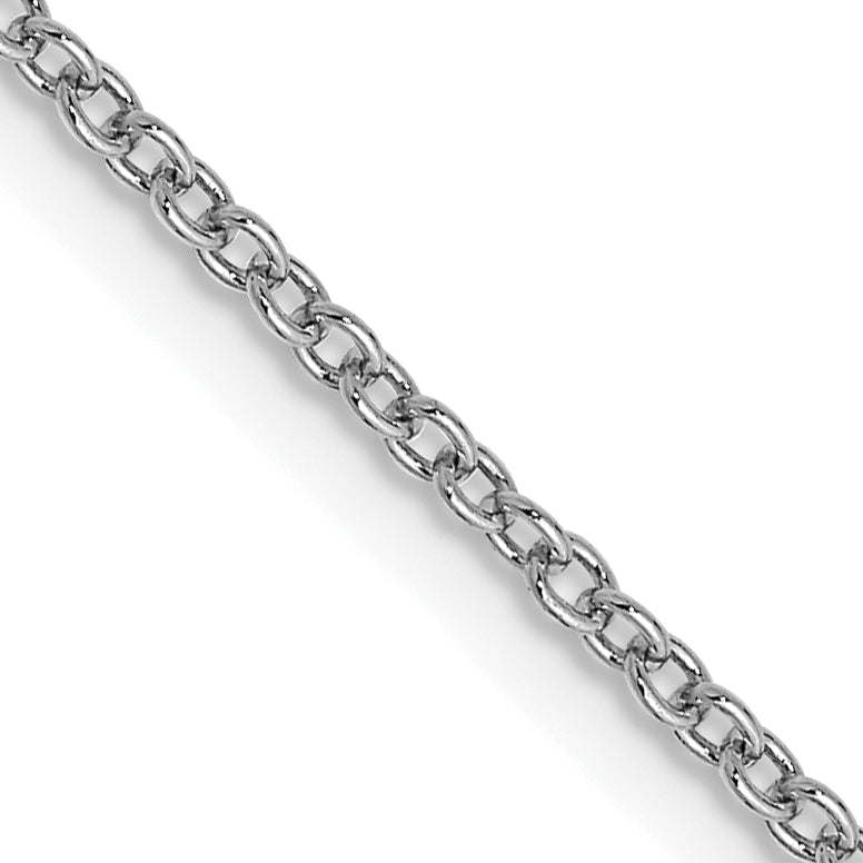14K White Gold 16 inch 1.4mm Round Open Wide Link Cable with Lobster Clasp Chain