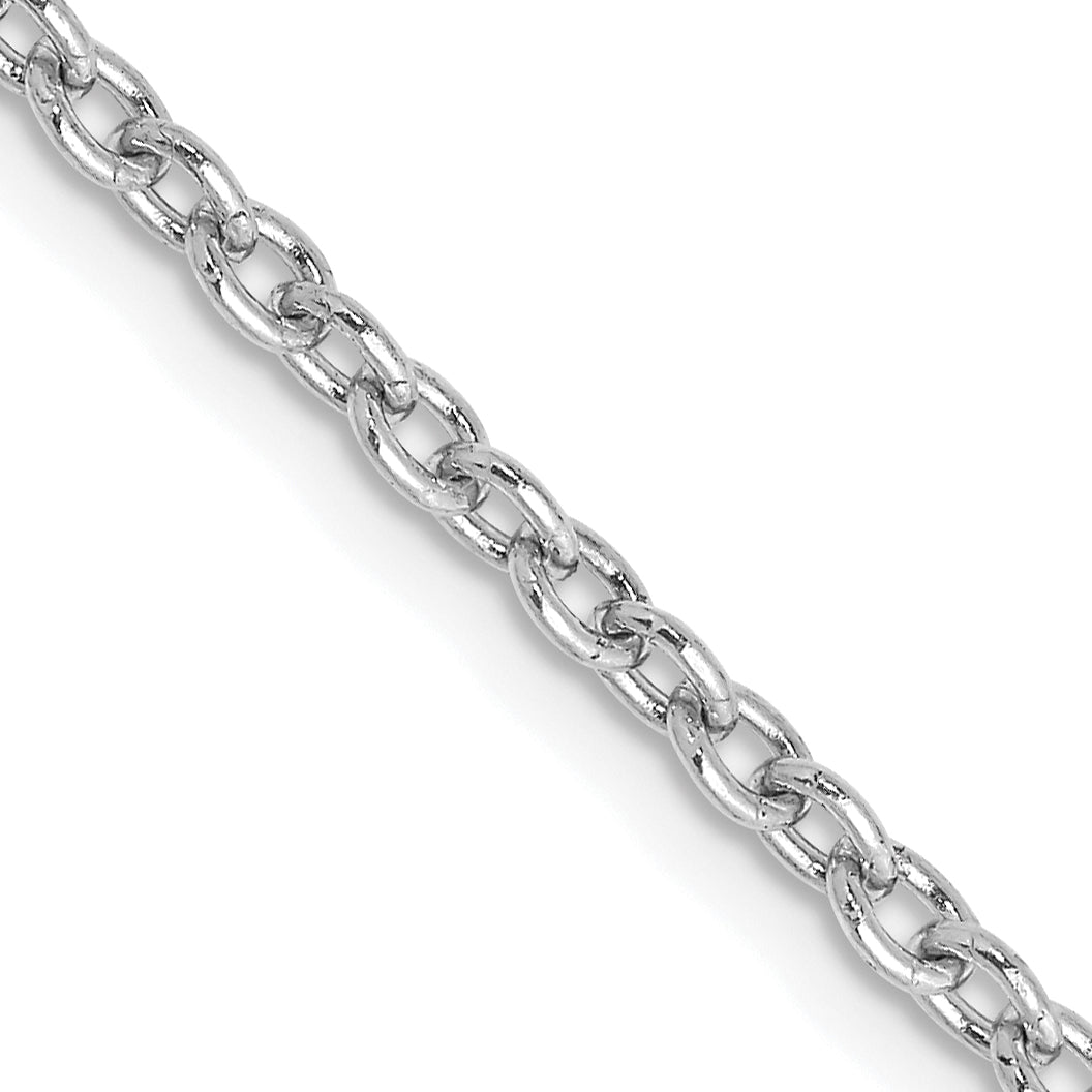 14K White Gold 24 Inch 2.4Mm Round Open Link Cable With Lobster Clasp Chain