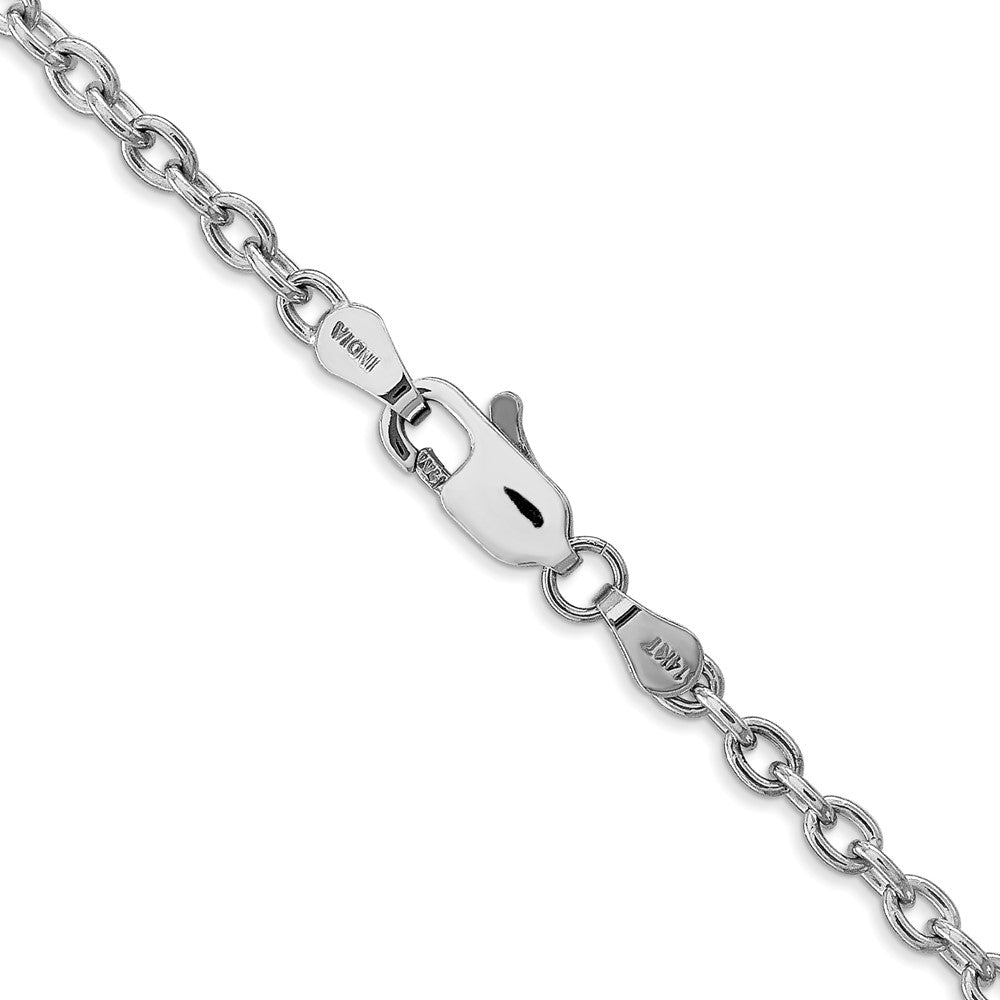 14K White Gold 20 inch 3.2mm Round Open Link Cable with Lobster Clasp Chain
