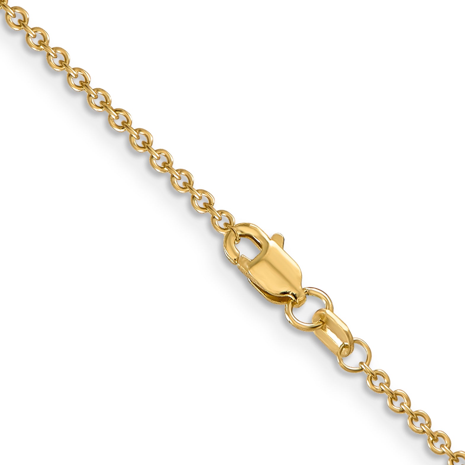 14K 24 Inch 1.6Mm Round Open Link Cable With Lobster Clasp Chain