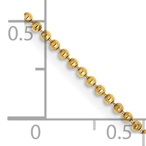 14K 20 Inch 1.2Mm Diamond-Cut Beaded With Lobter Clasp Pendant Chain