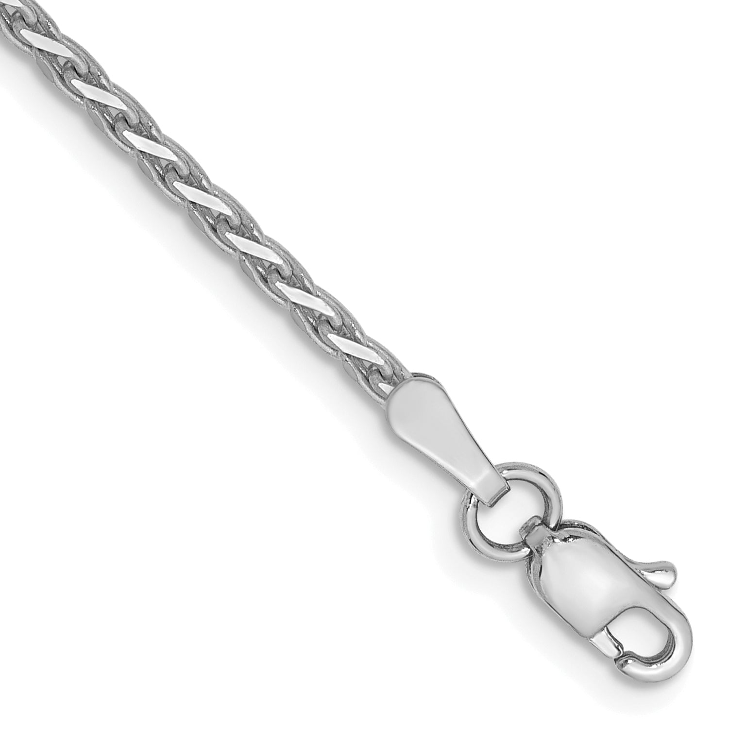 14K White Gold 9 Inch 1.9Mm Diamond-Cut Parisian Wheat With Lobster Clasp Anklet