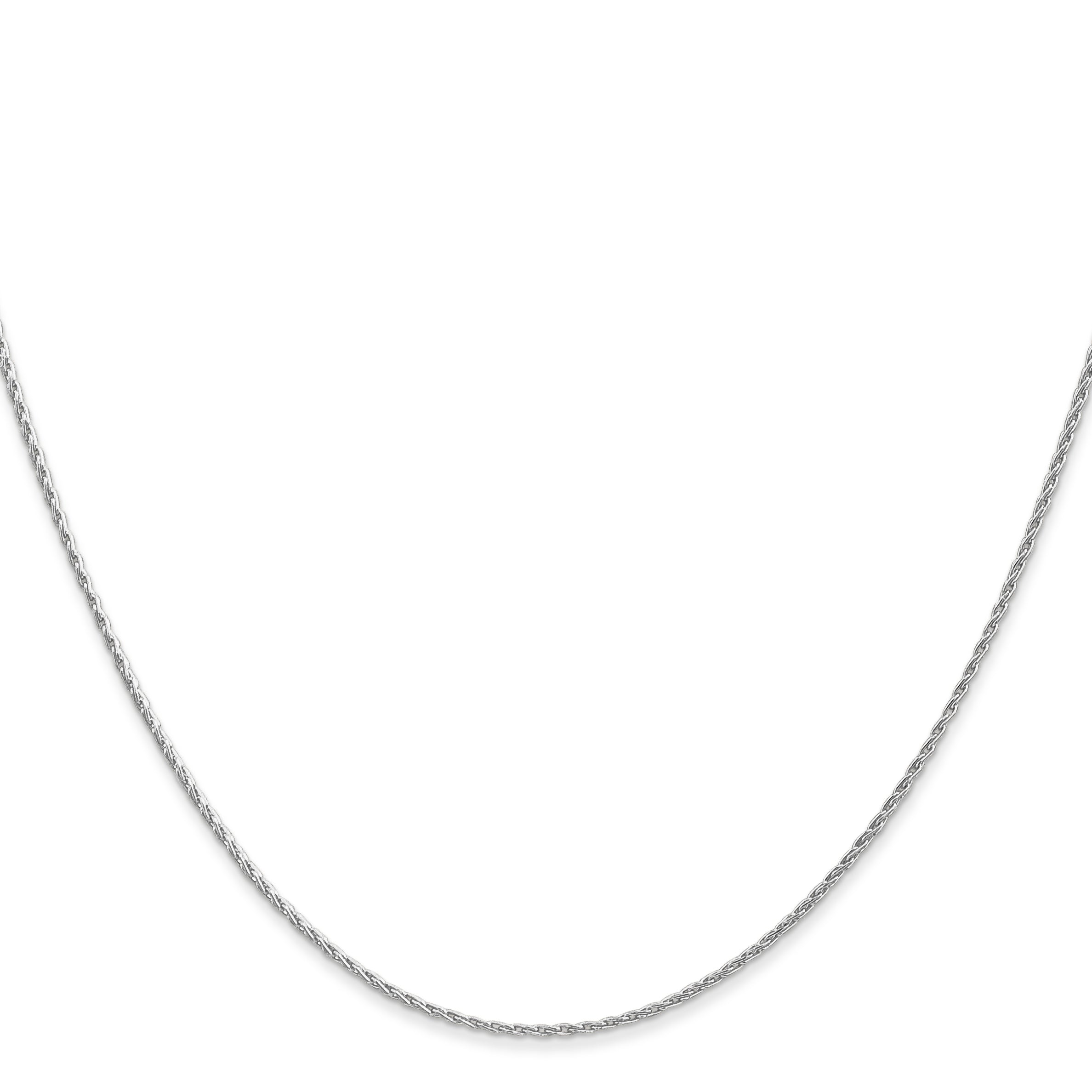 14K White Gold 18 Inch 1Mm Round Parisian Wheat With Lobster Clasp Chain