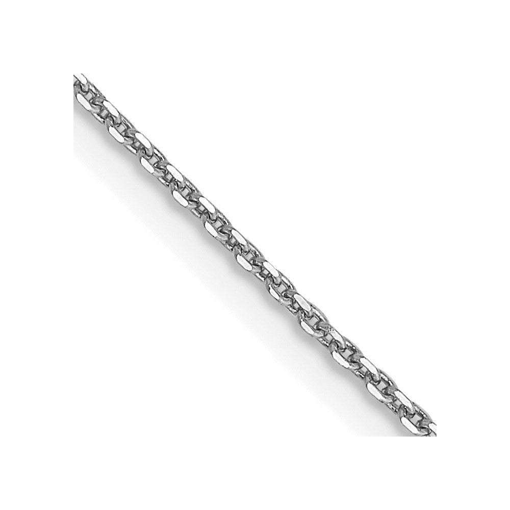 14K White Gold 20 inch .9mm Diamond-cut Round Open Link Cable with Lobster Clasp Chain