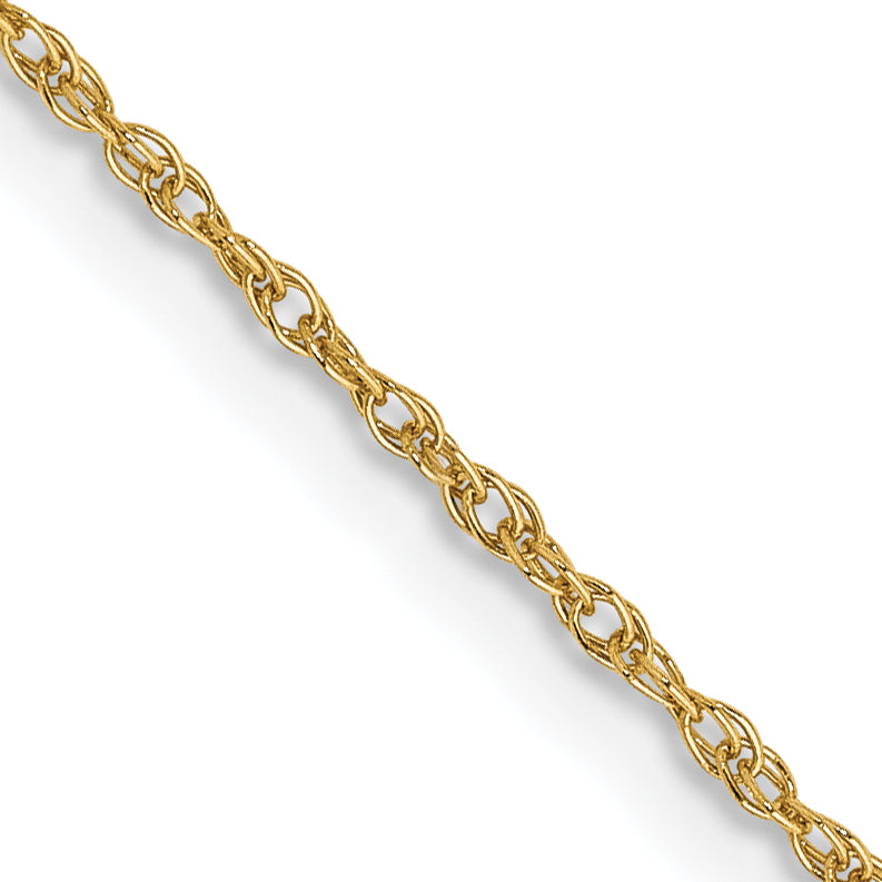 14K 14 Inch .8Mm Light Baby Rope With Spring Ring Clasp Chain