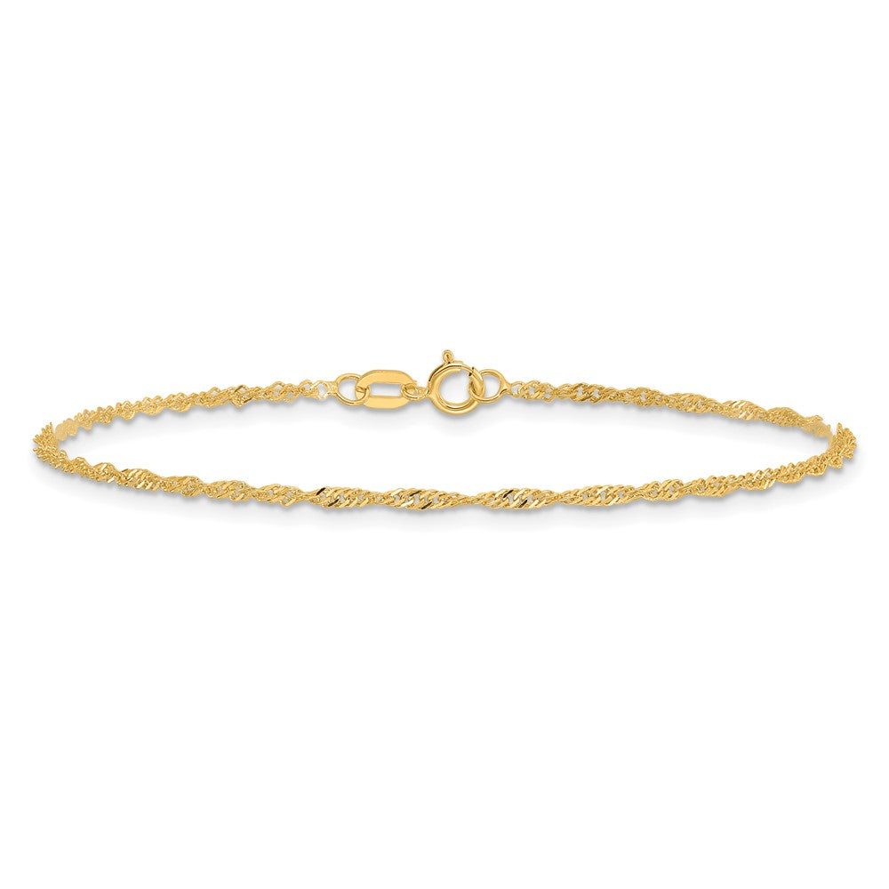 14K 9 inch 1.40mm Singapore with Spring Ring Clasp Anklet