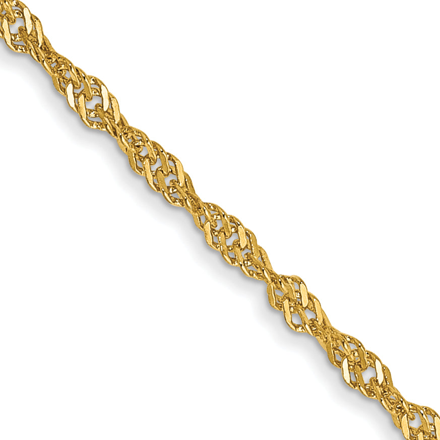 14K 7 inch 1.40mm Singapore with Spring Ring Clasp Chain