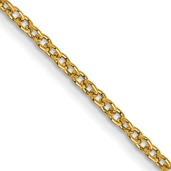 14K 18 Inch 1Mm Round Open Link Cable With Lobster Clasp Chain