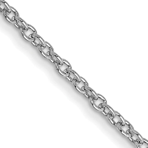 14K White Gold 24 Inch 1Mm Round Open Link Cable With Lobster Clasp Chain