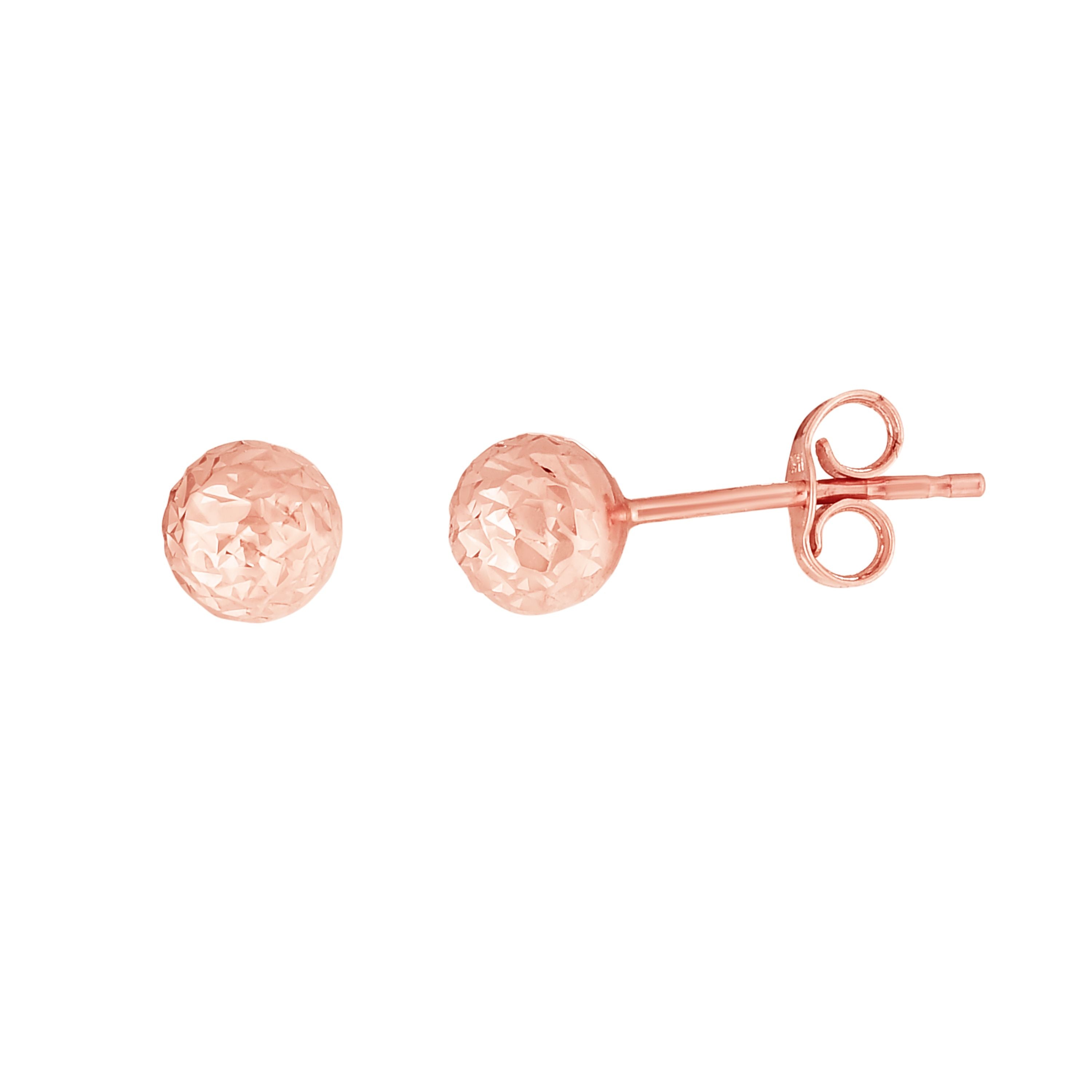 14K Rose Gold 5mm Crystal Cut Post Earring