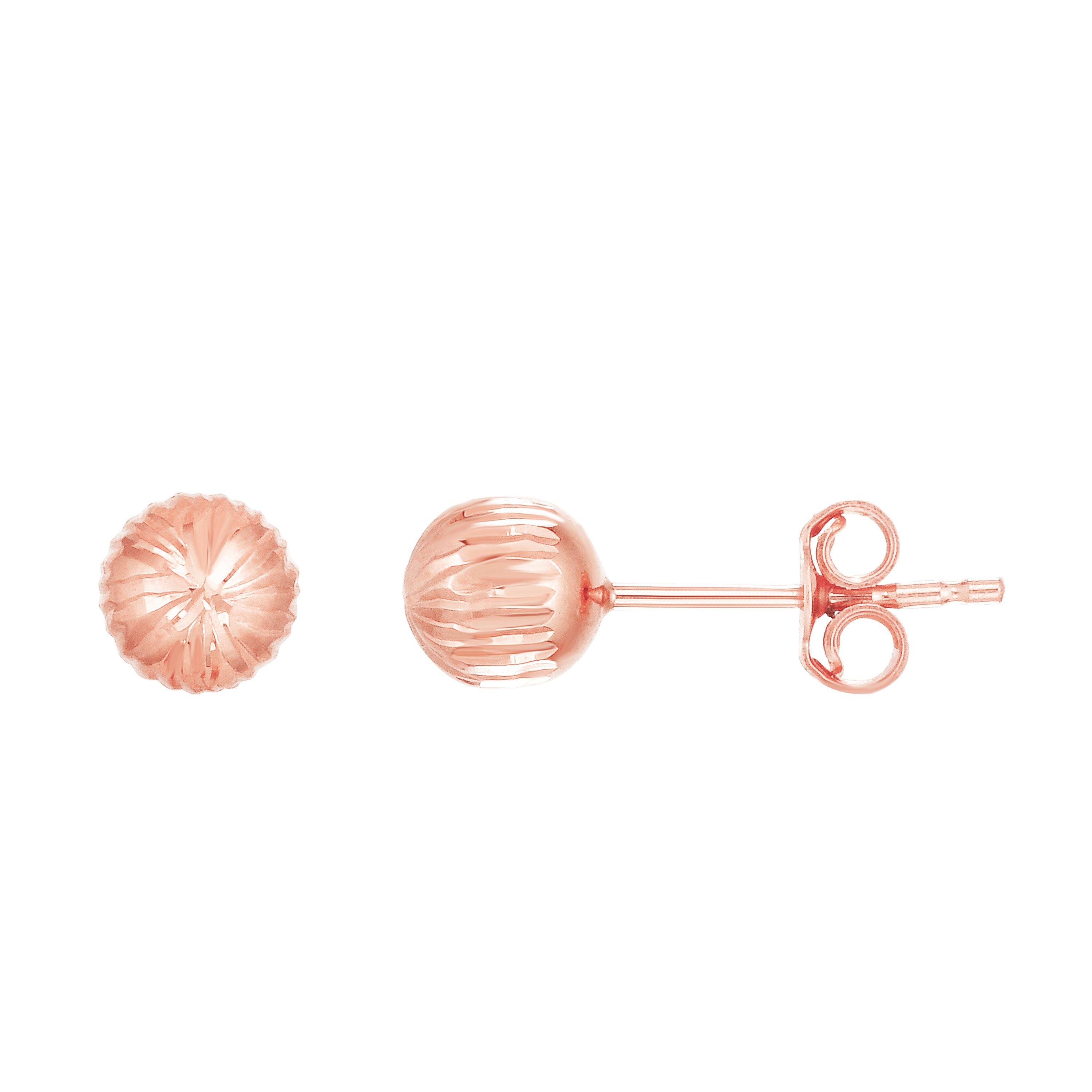 14K Rose Gold 5Mm Linear Cut Post Earring