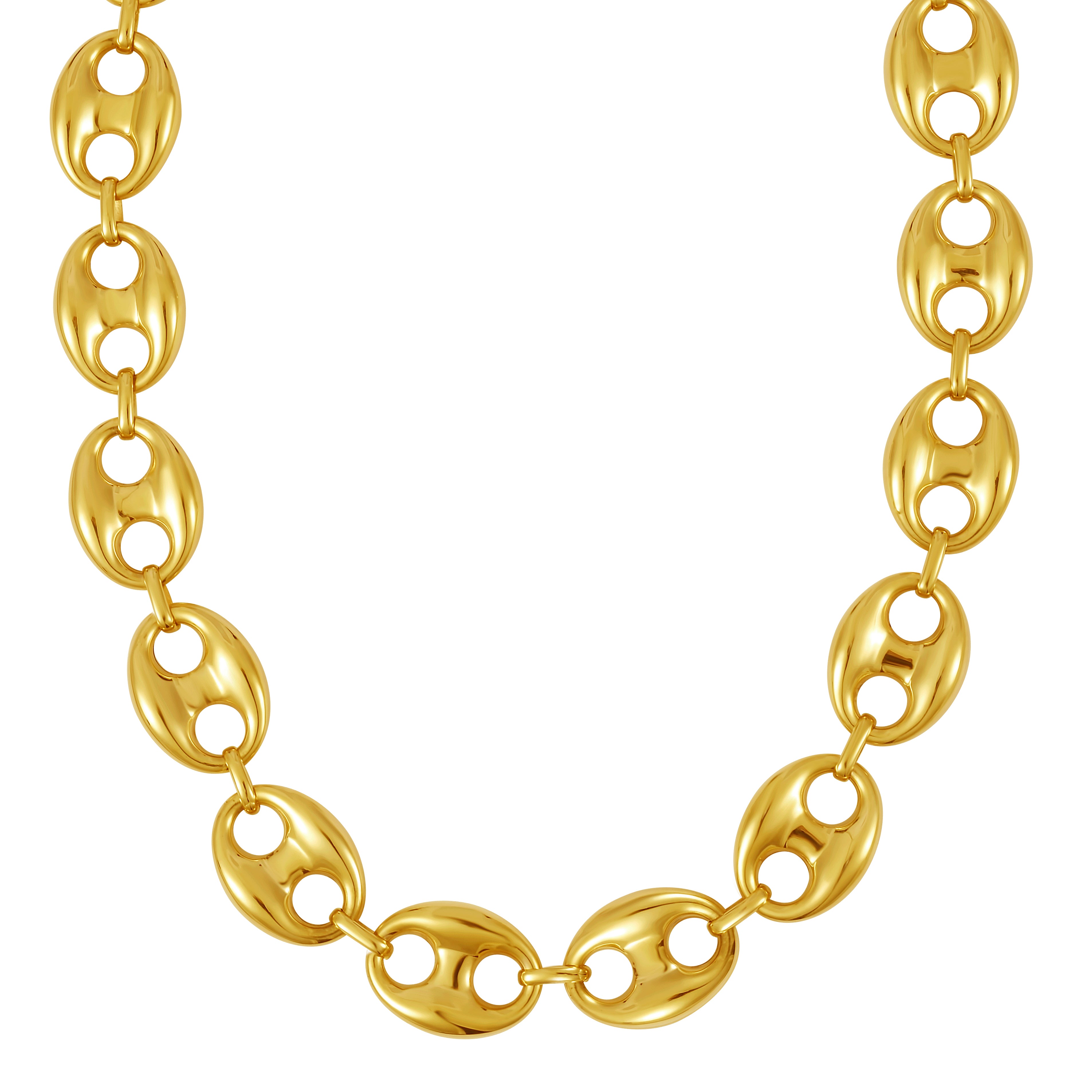 14K Yellow Gold 21mm Lite Puffed Mariner Link 8" Bracelet with Lobster Clasp