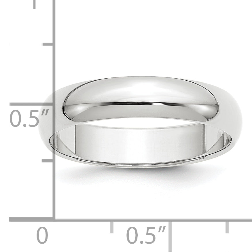 Platinum 5mm Half Round Wedding Band Size 10