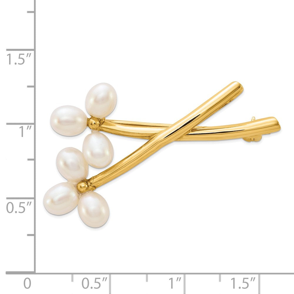 14k 5-6mm White Rice Freshwater Cultured Pearl Pin