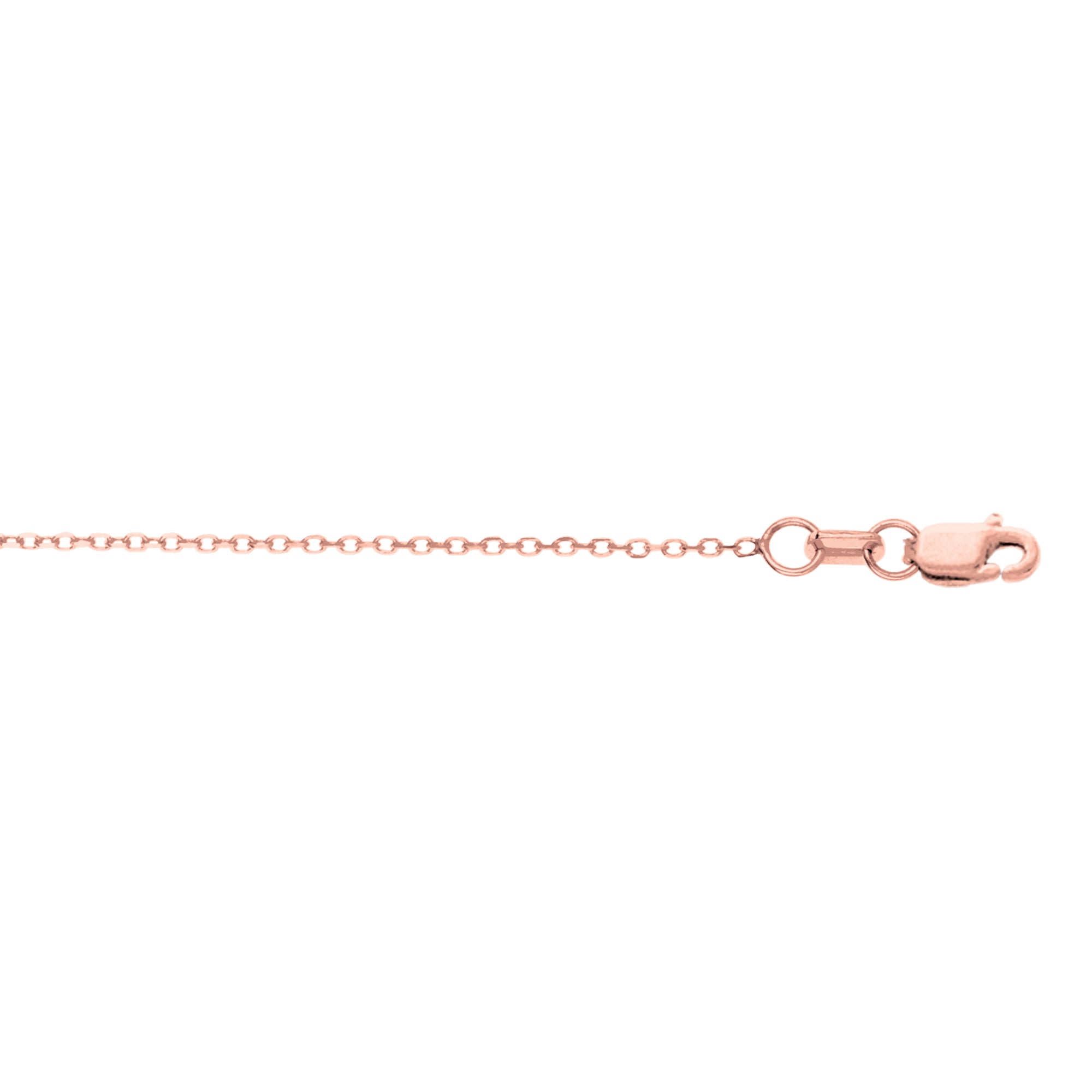 14K Rose Gold 0.87mm Diamond Cut Cable 20" Chain with Lobster Lock