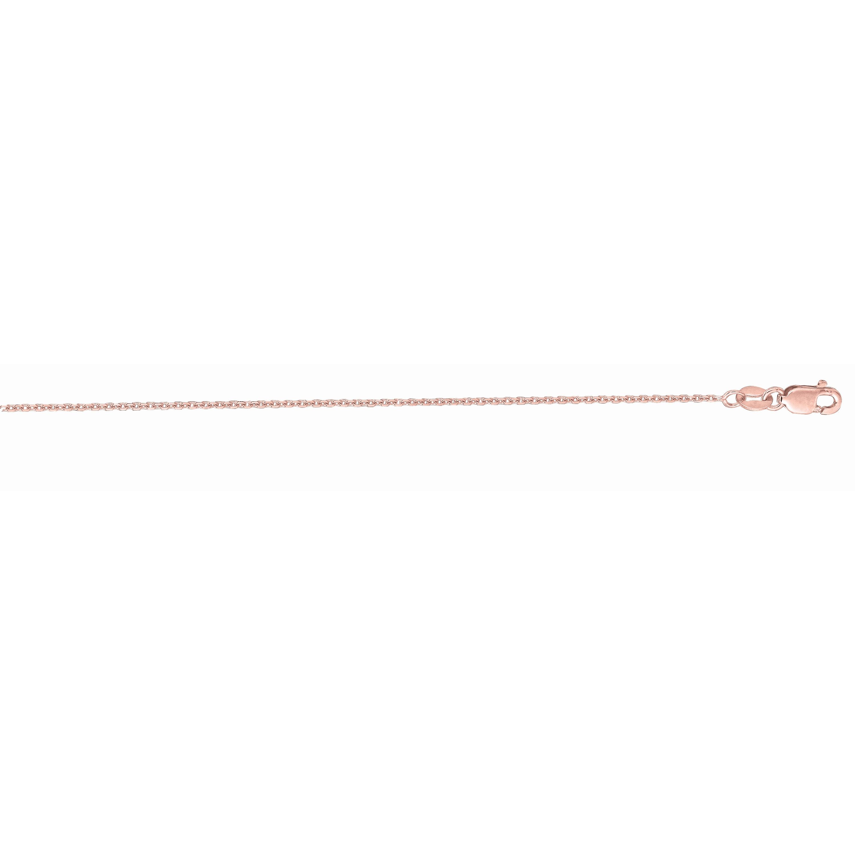 14K Rose Gold 1.3mm Diamond Cut Cable 20" Chain with Lobster Lock