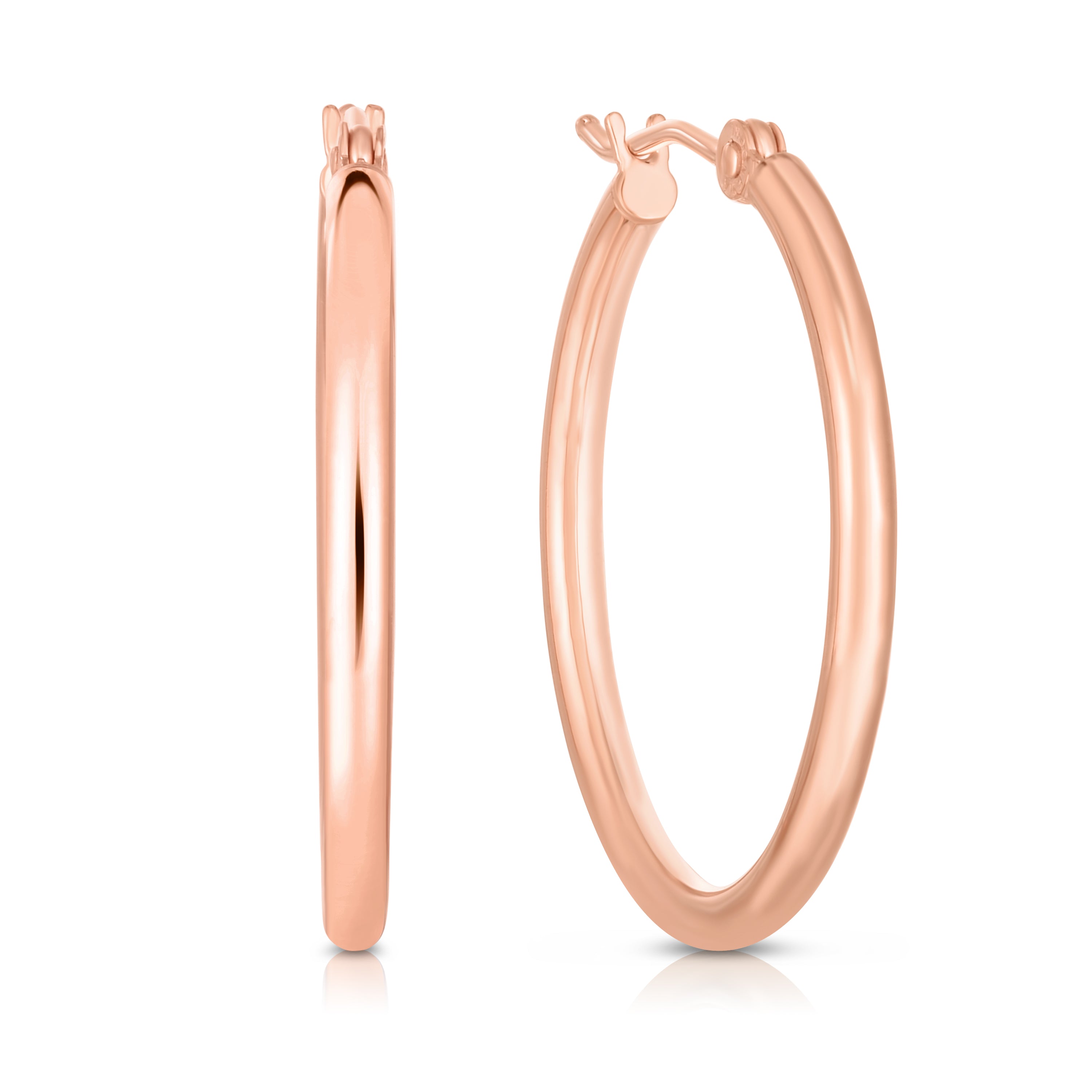 14K Rose Gold 2X25Mm Hoop Earring