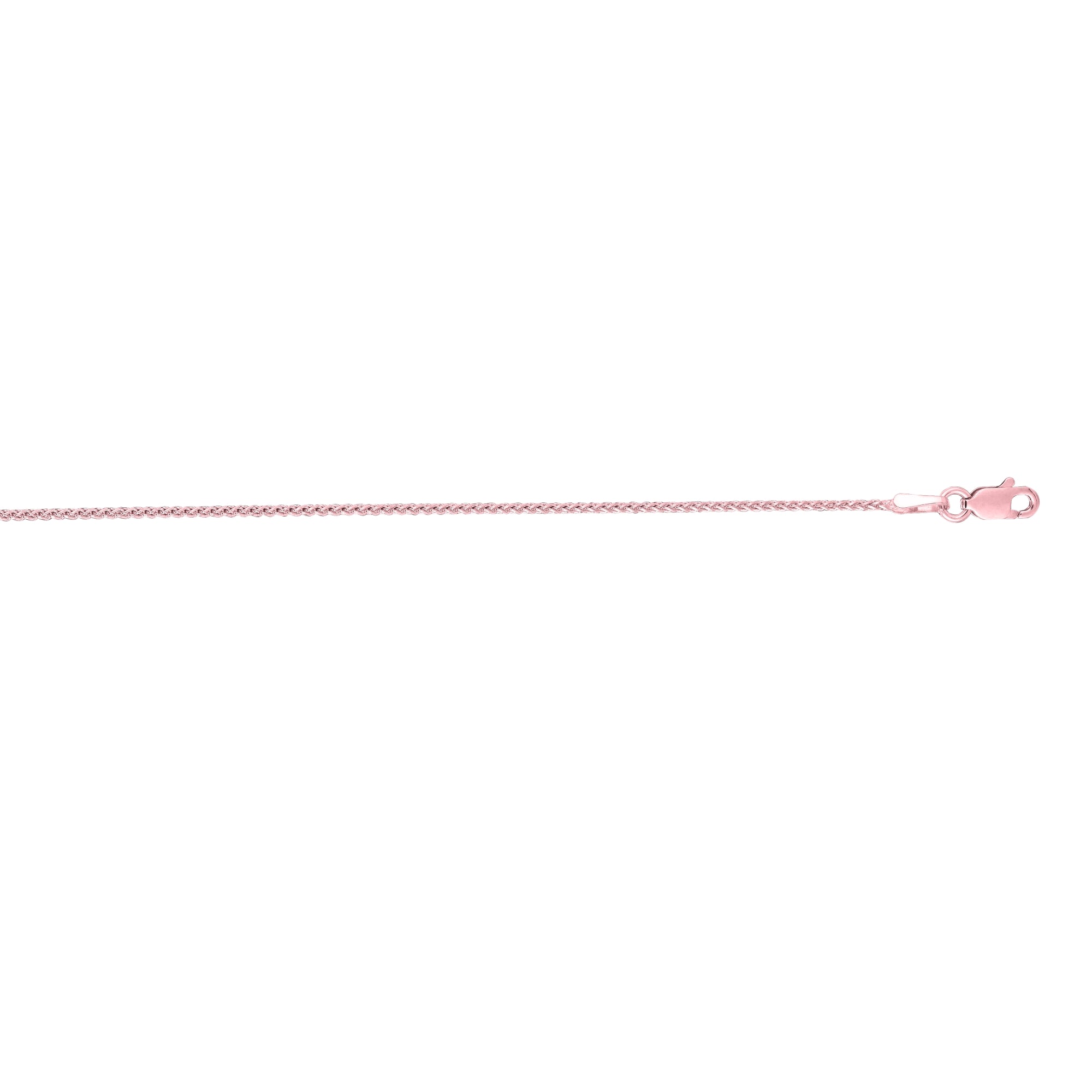 14K Rose Gold 1mm Diamond Cut Round Wheat 20" Chain with Lobster Lock