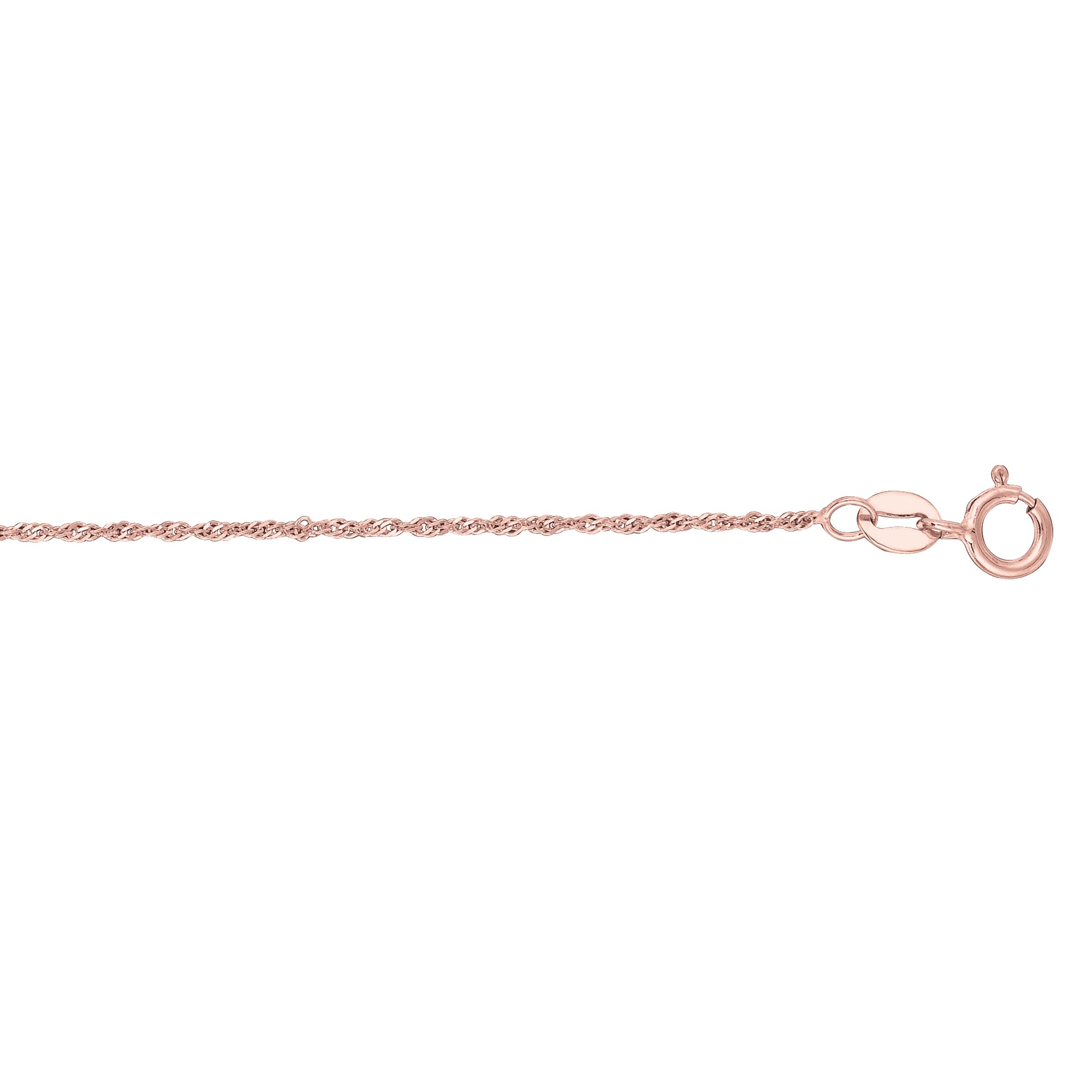 14K Rose Gold 1.1mm Singapore 24" Chain with Spring Ring Clasp