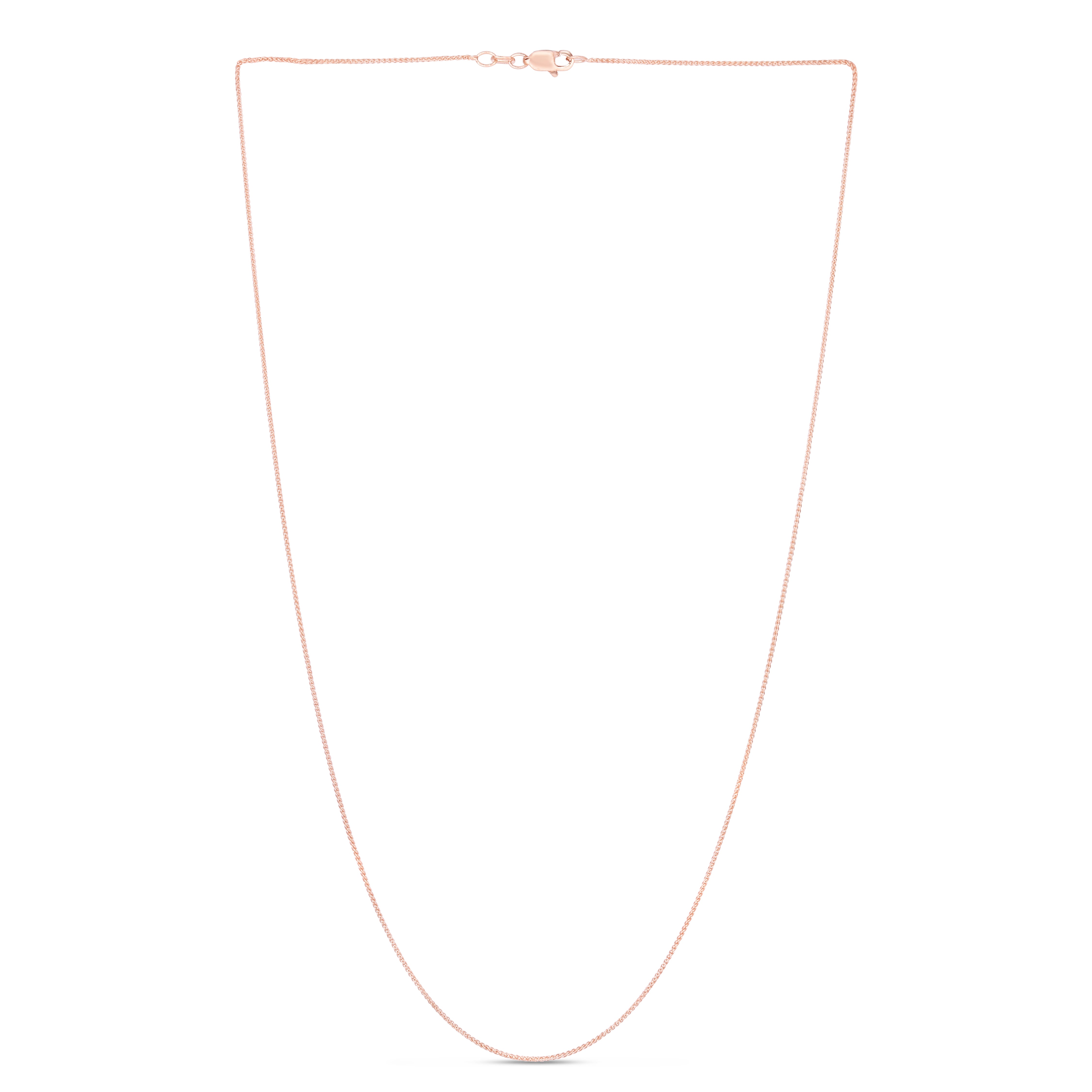 14K Rose Gold 0.6mm Round Wheat 18" Chain with Lobster Lock