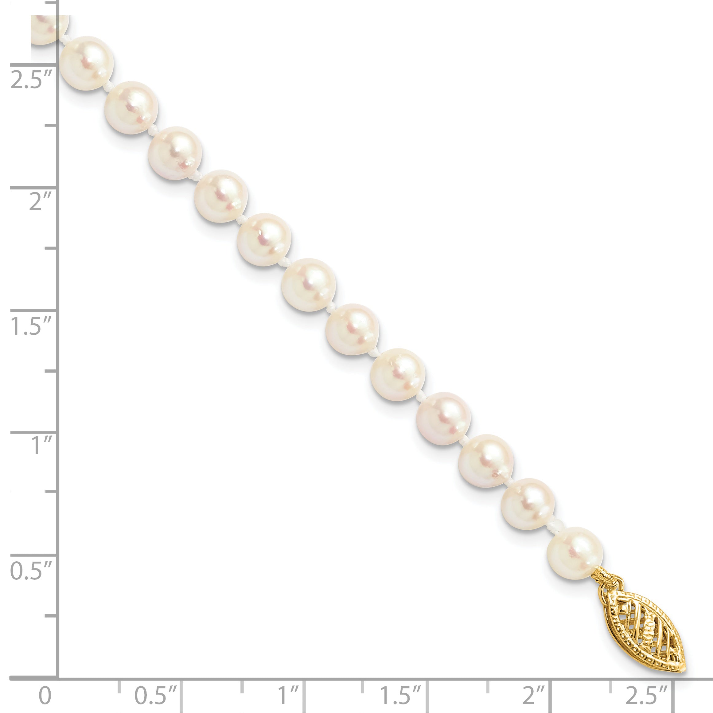 14k 5-6mm White Round Akoya Saltwater Cultured Pearl 7 inch Bracelet