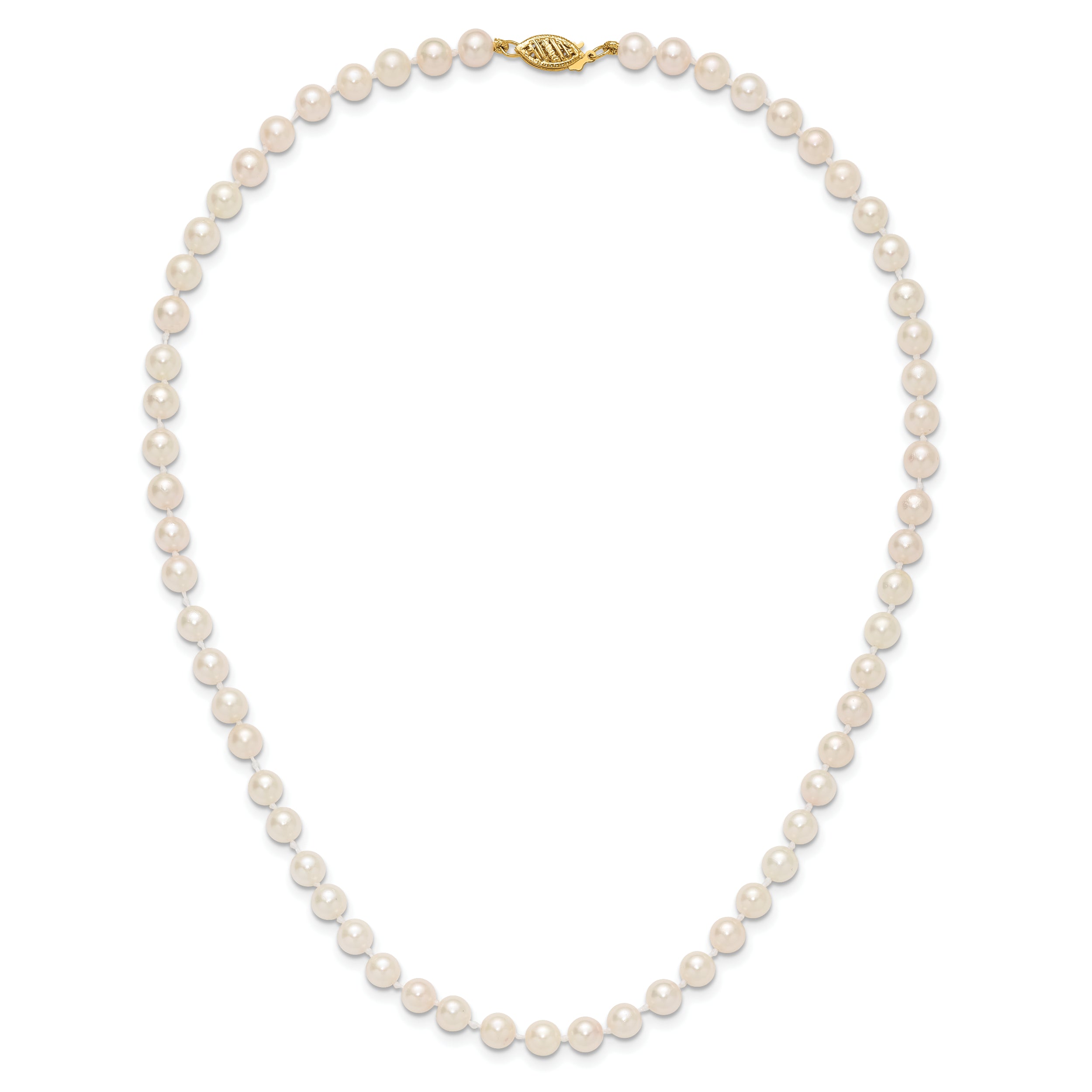 14k 5-6mm White Round Akoya Saltwater Cultured Pearl 7 inch Bracelet