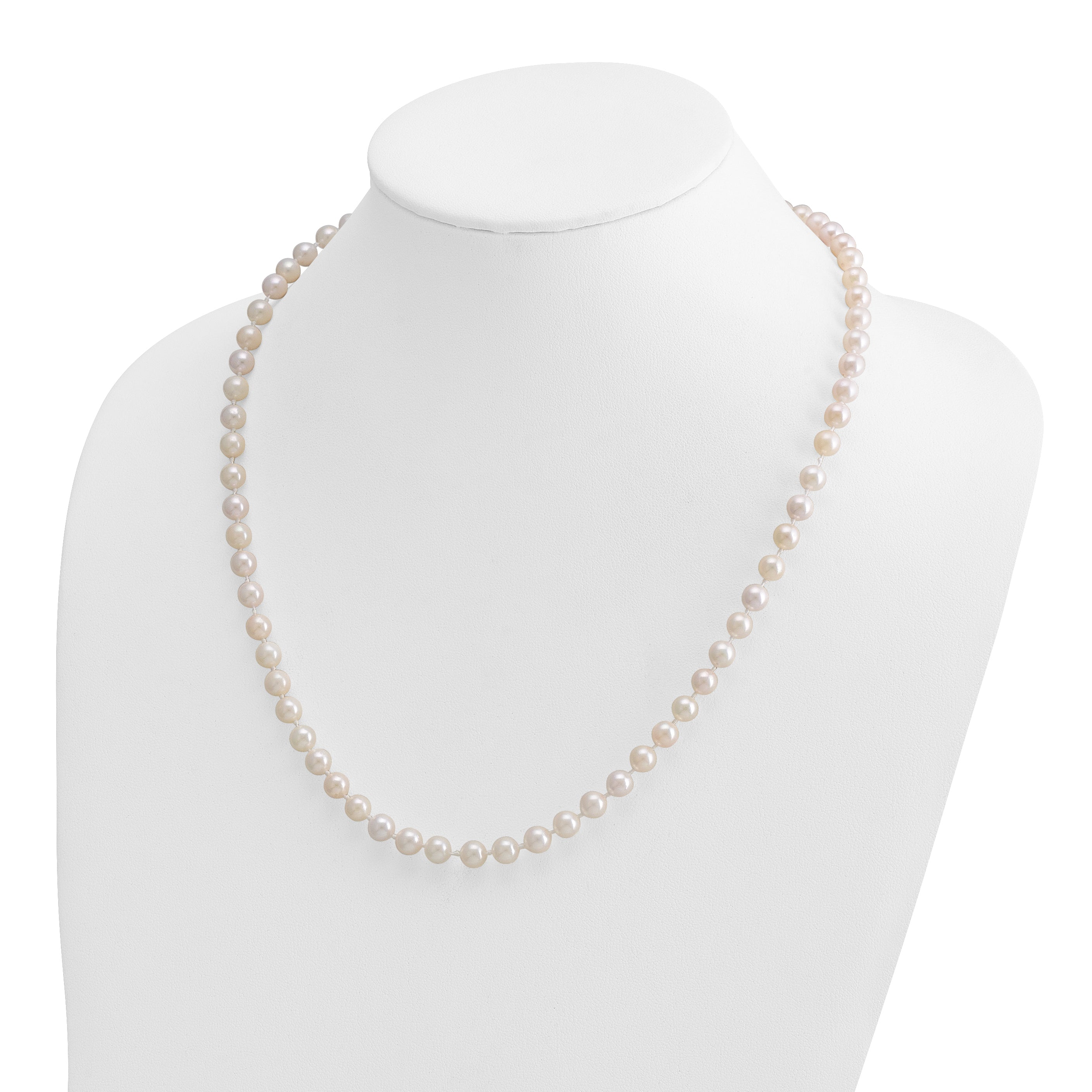 14k 6-7mm White Round Akoya Saltwater Cultured Pearl 18 inch Necklace
