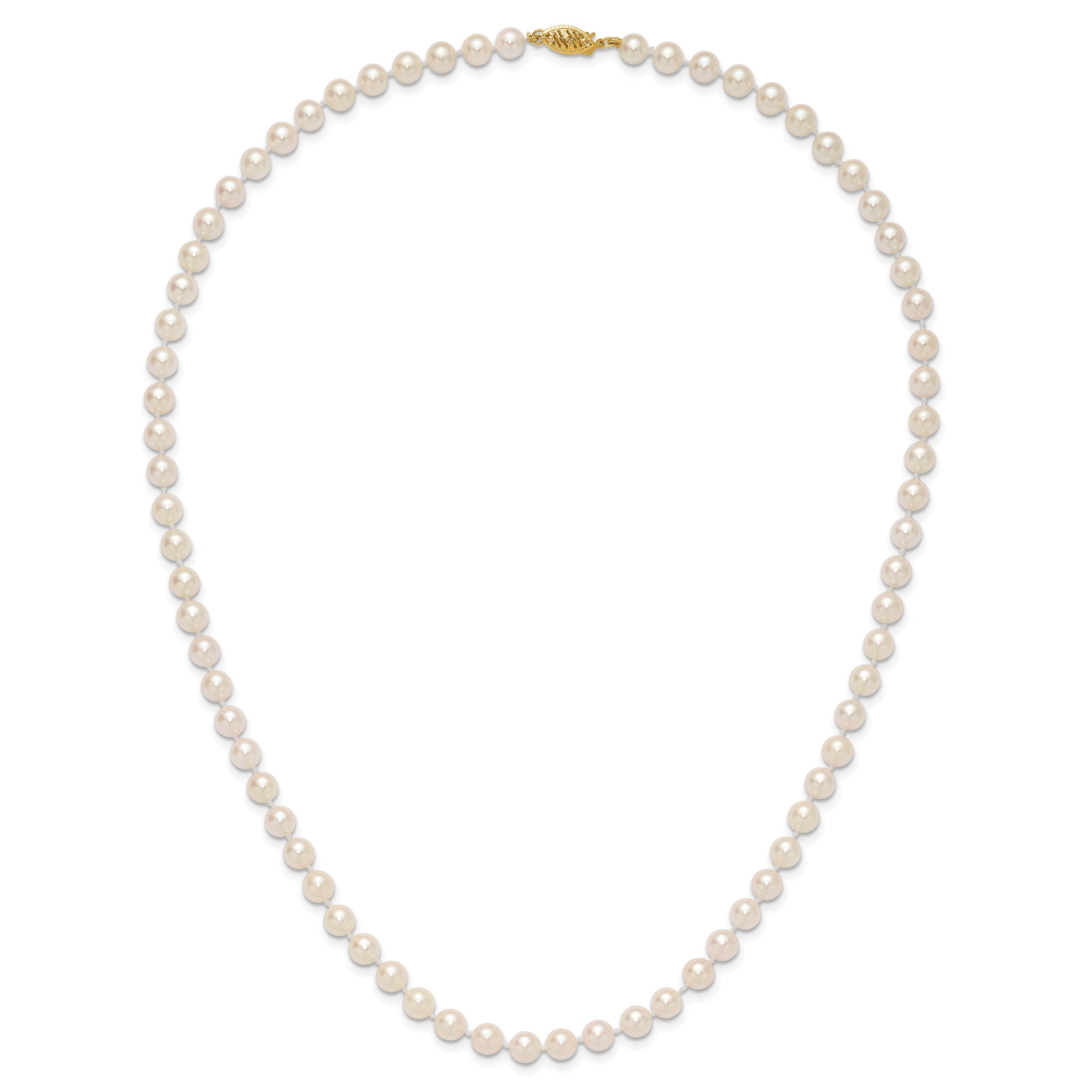 14k 6-7mm White Round Akoya Saltwater Cultured Pearl 18 inch Necklace