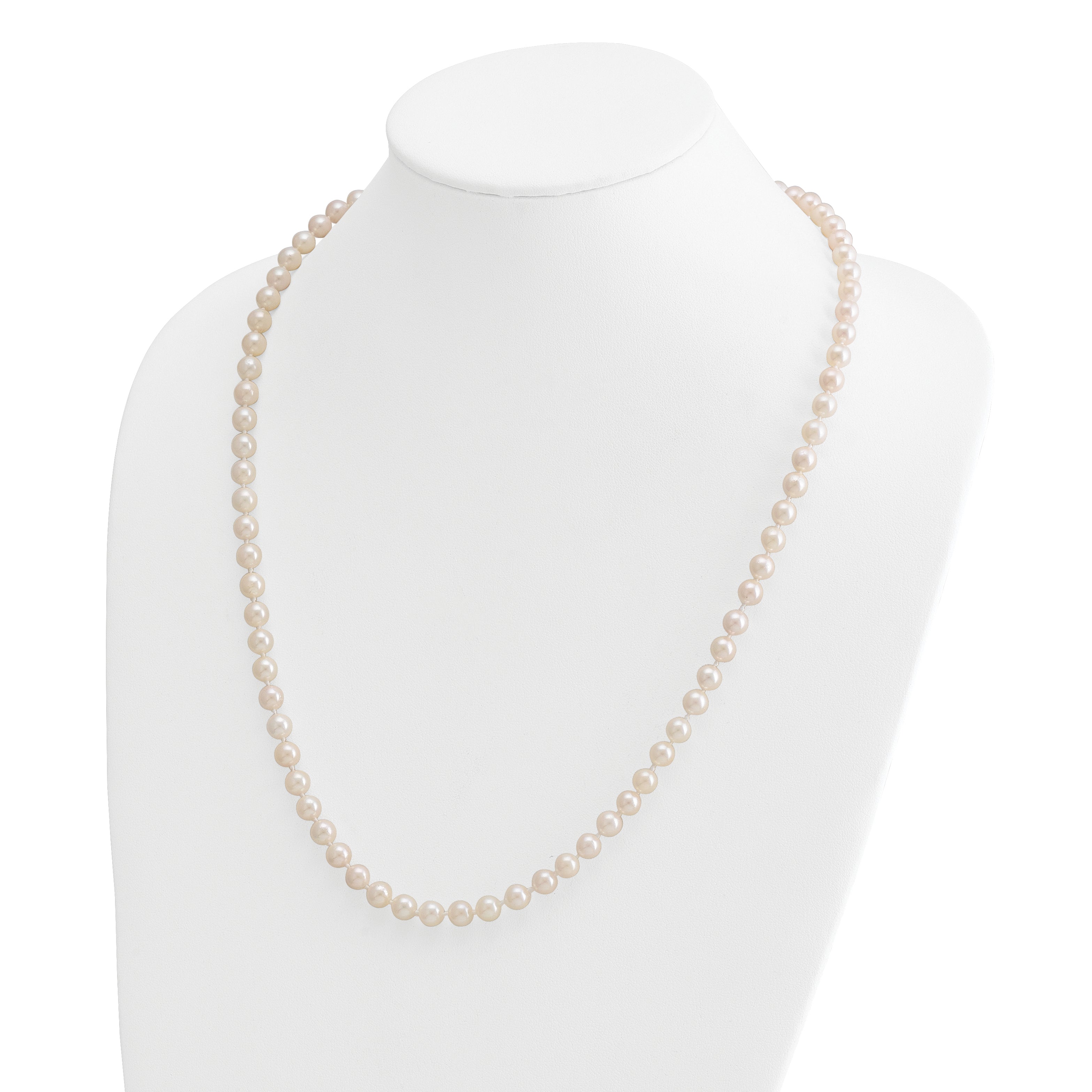 14k 6-7mm White Round Akoya Saltwater Cultured Pearl 18 inch Necklace