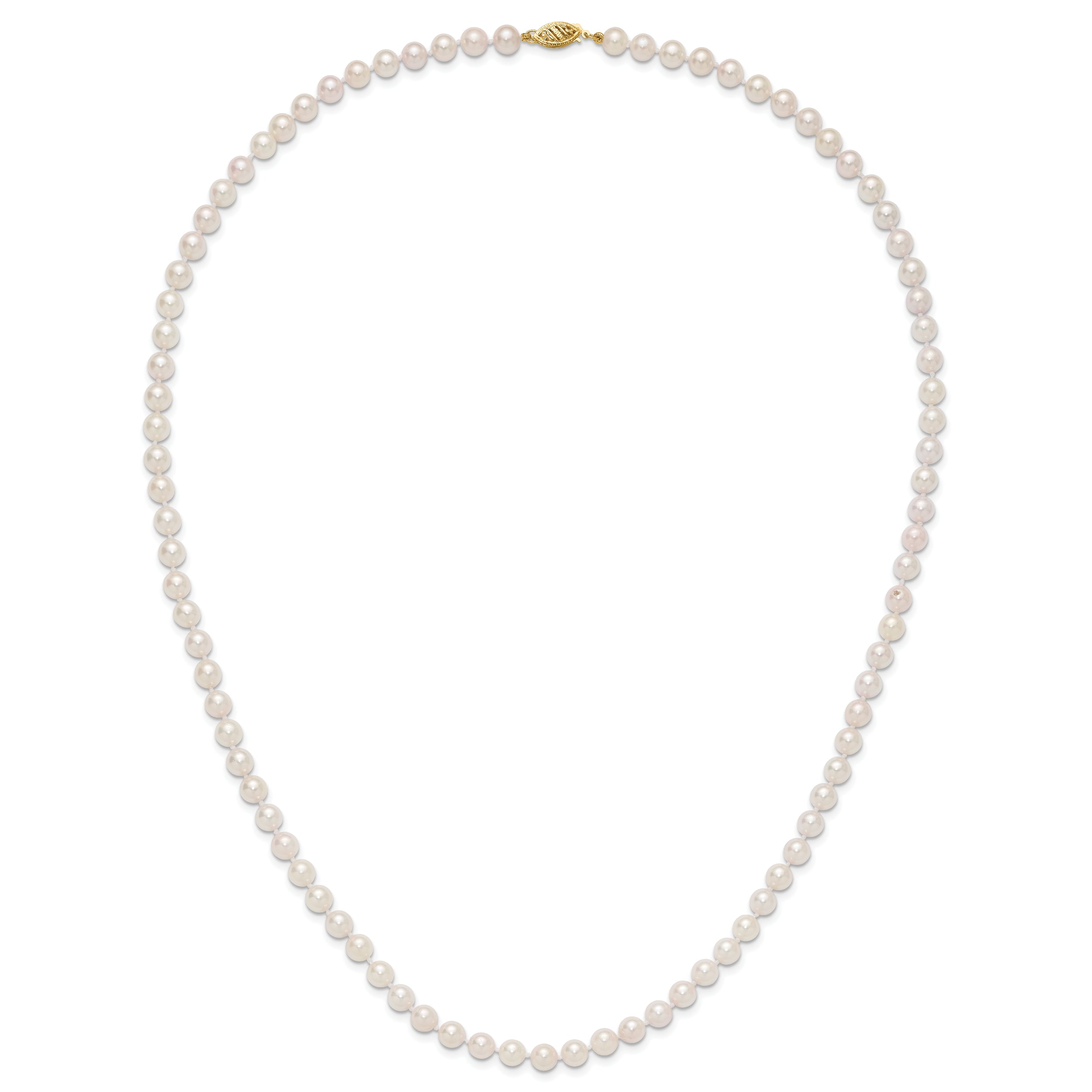 14k 6-7mm White Round Akoya Saltwater Cultured Pearl 18 inch Necklace