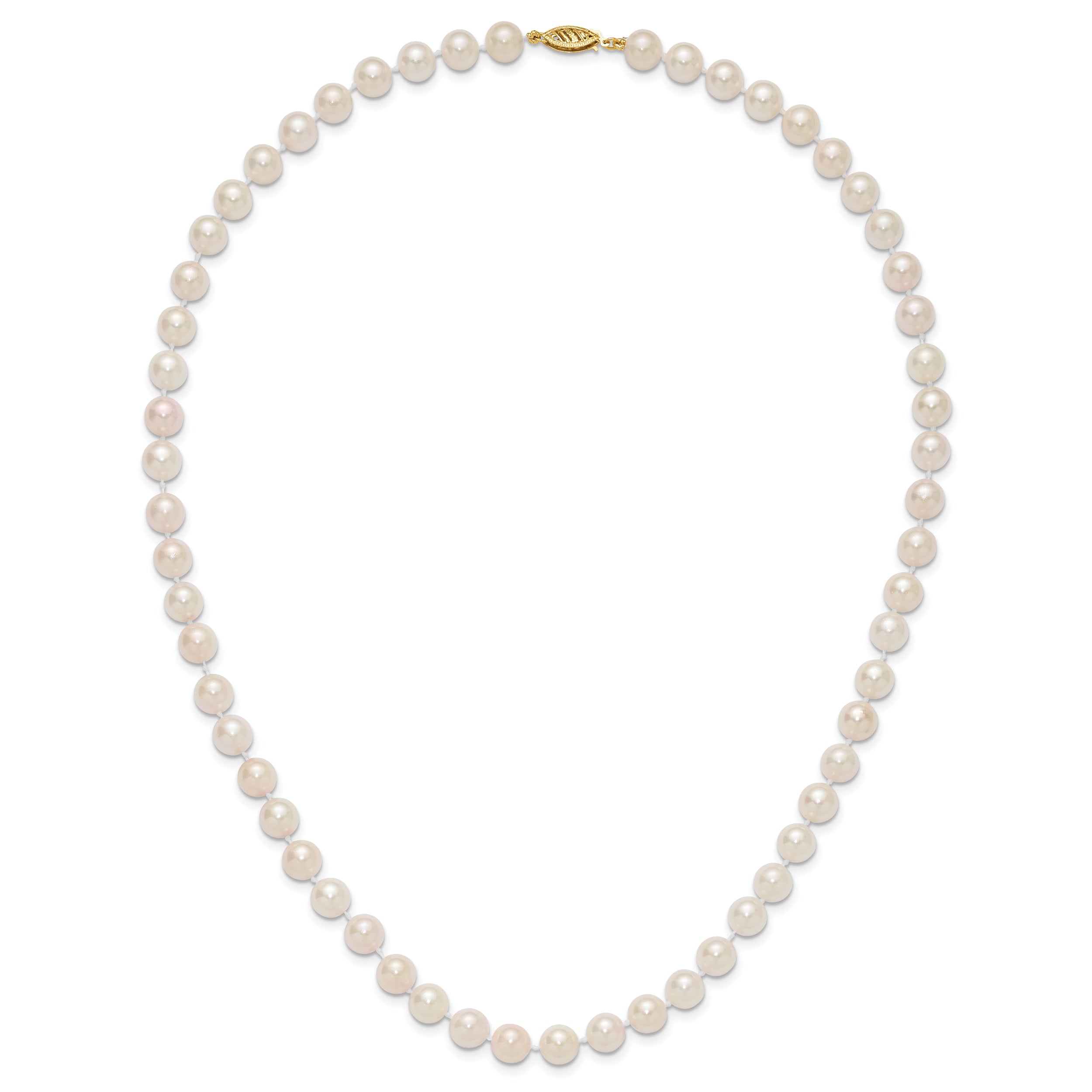 14k 7-8mm White Round Akoya Saltwater Cultured Pearl 7 inch Bracelet