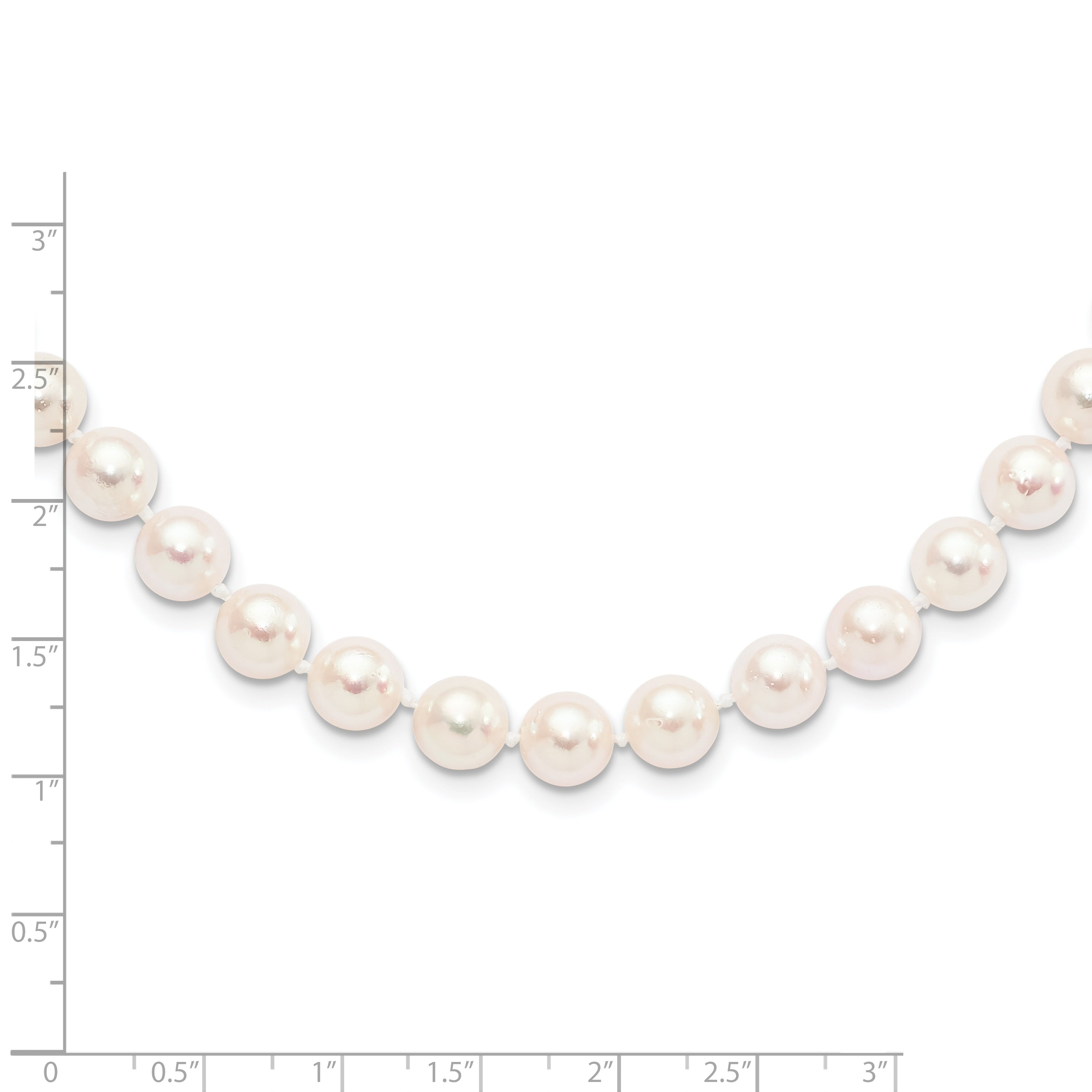 14k 8-9mm White Round Akoya Saltwater Cultured Pearl 18 inch Necklace