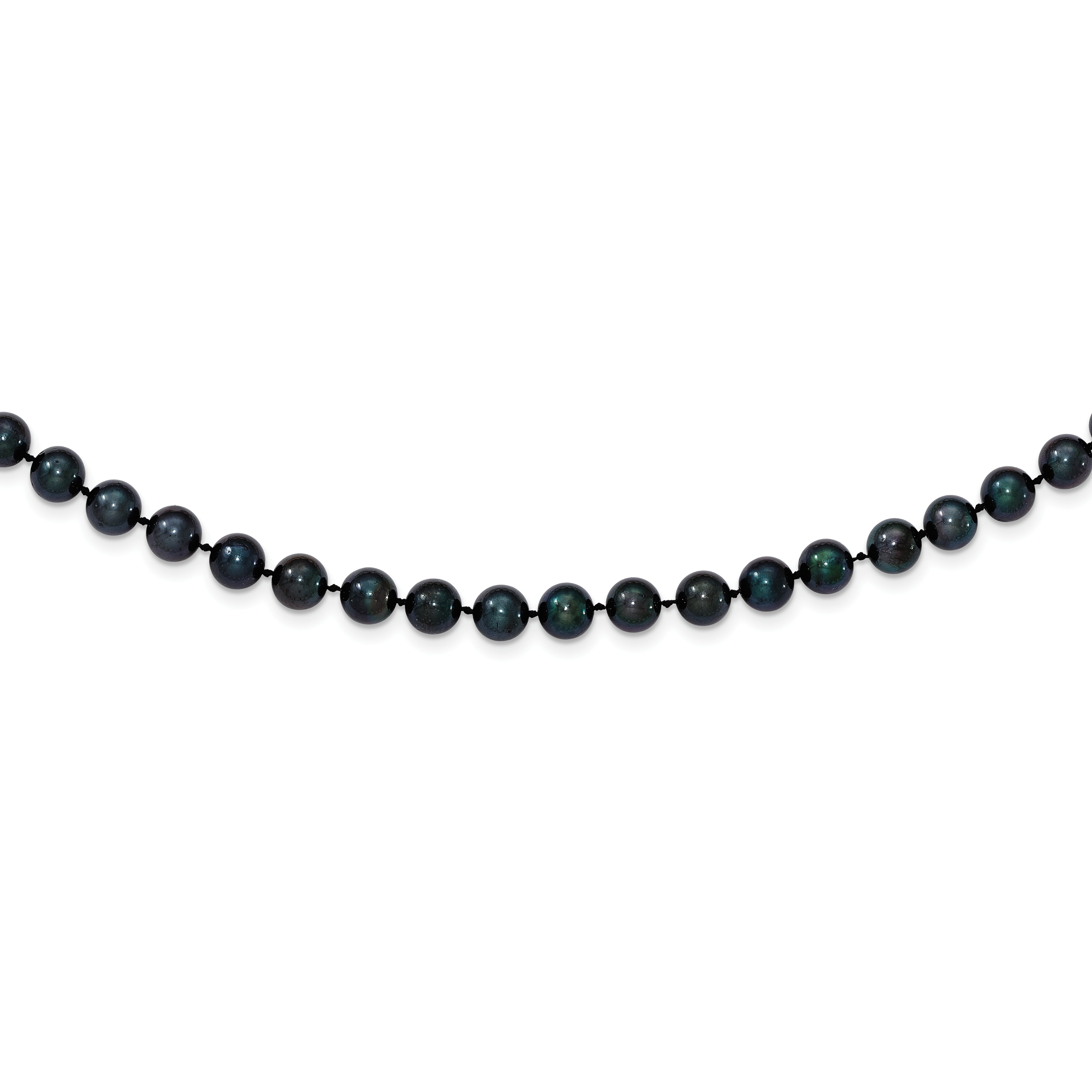 14k White Gold 6-7mm Black Round Akoya Saltwater Cultured Pearl 18 inch Necklace