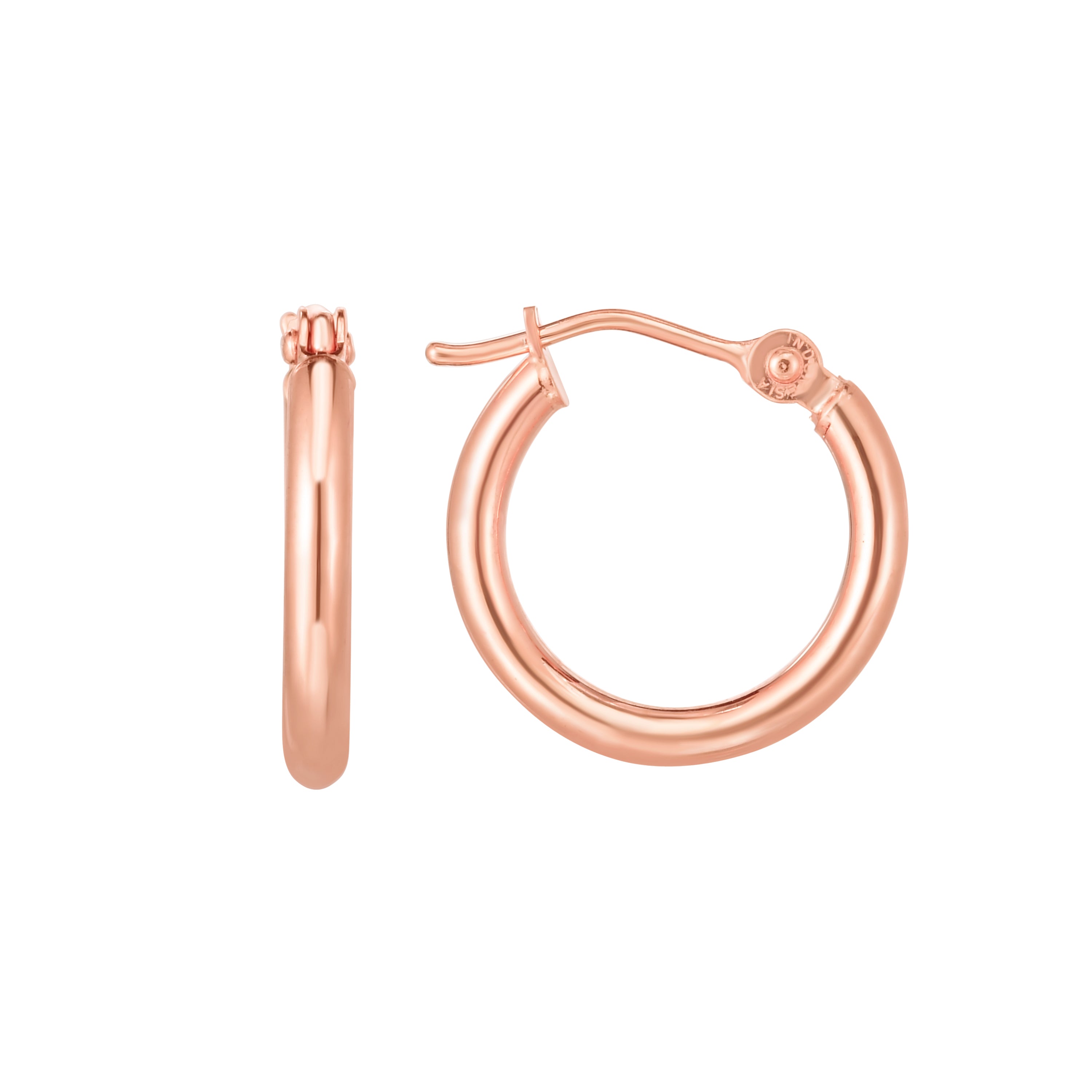 14K Rose Gold 2X15Mm Hoop Earring