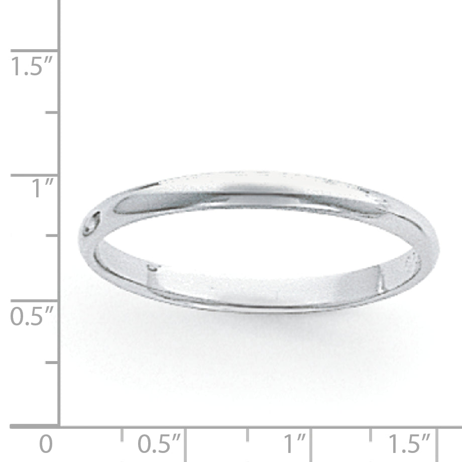 Platinum 3mm Half Round Featherweight Wedding Band Size 7
