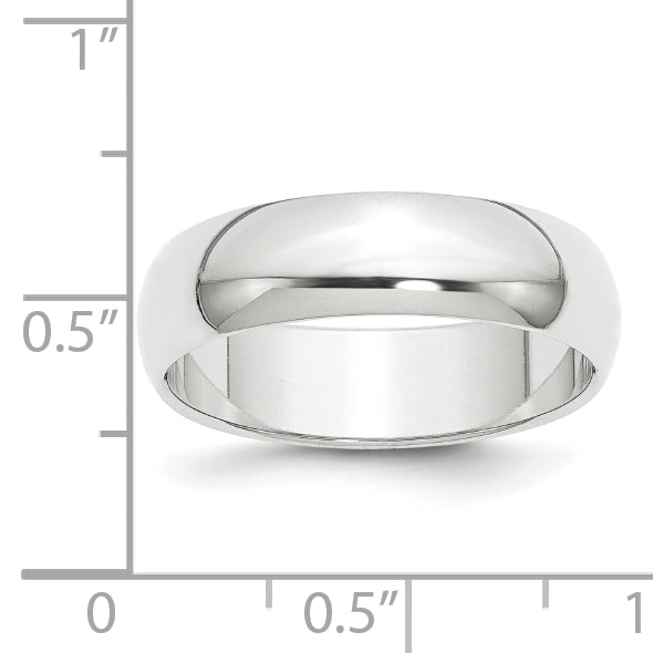 Platinum 6mm Half Round Featherweight Wedding Band Size 10.5