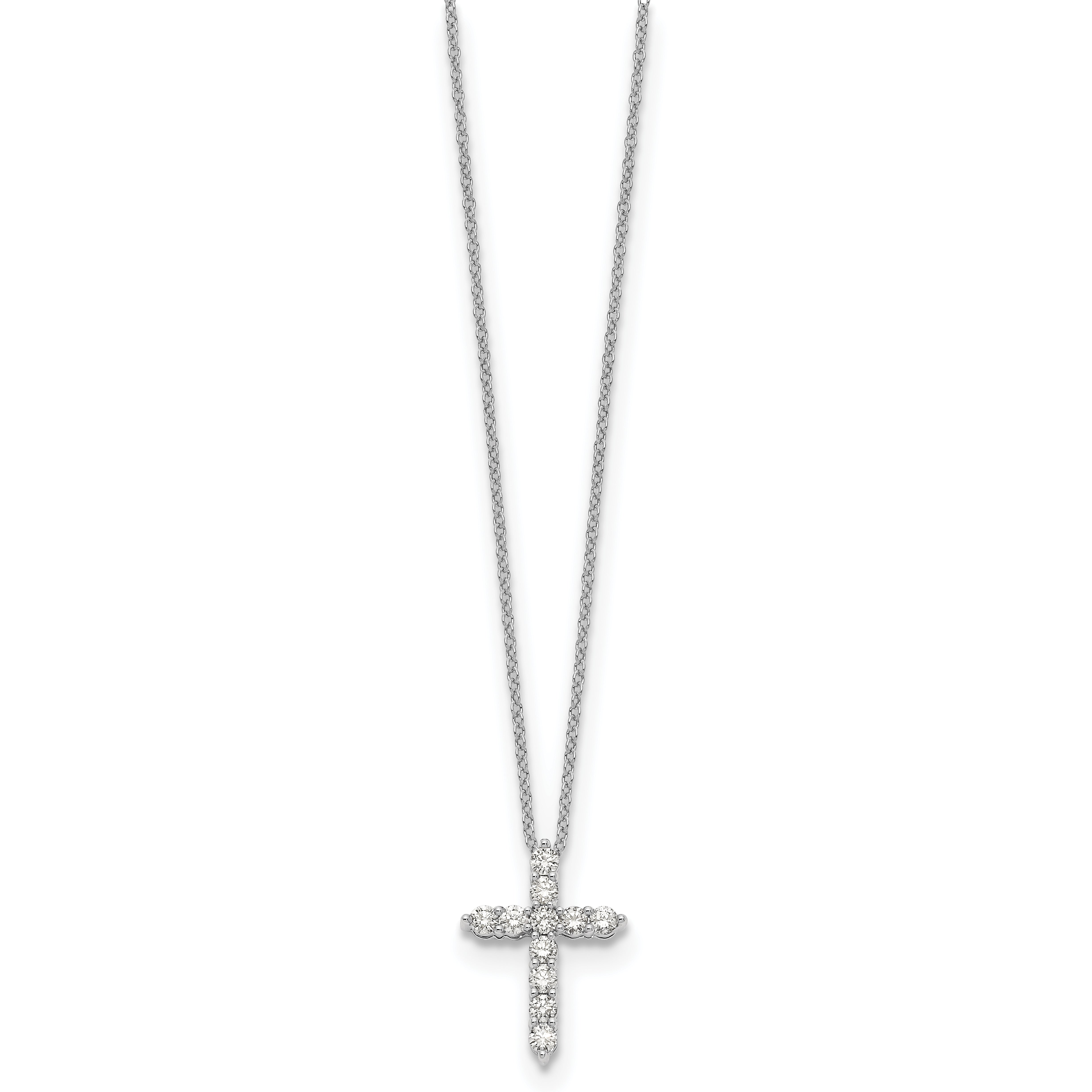 14k White Gold 1/2 carat Lab Grown Diamond VS/SI+ G+ Complete 18 inch Cross Pendant Necklace