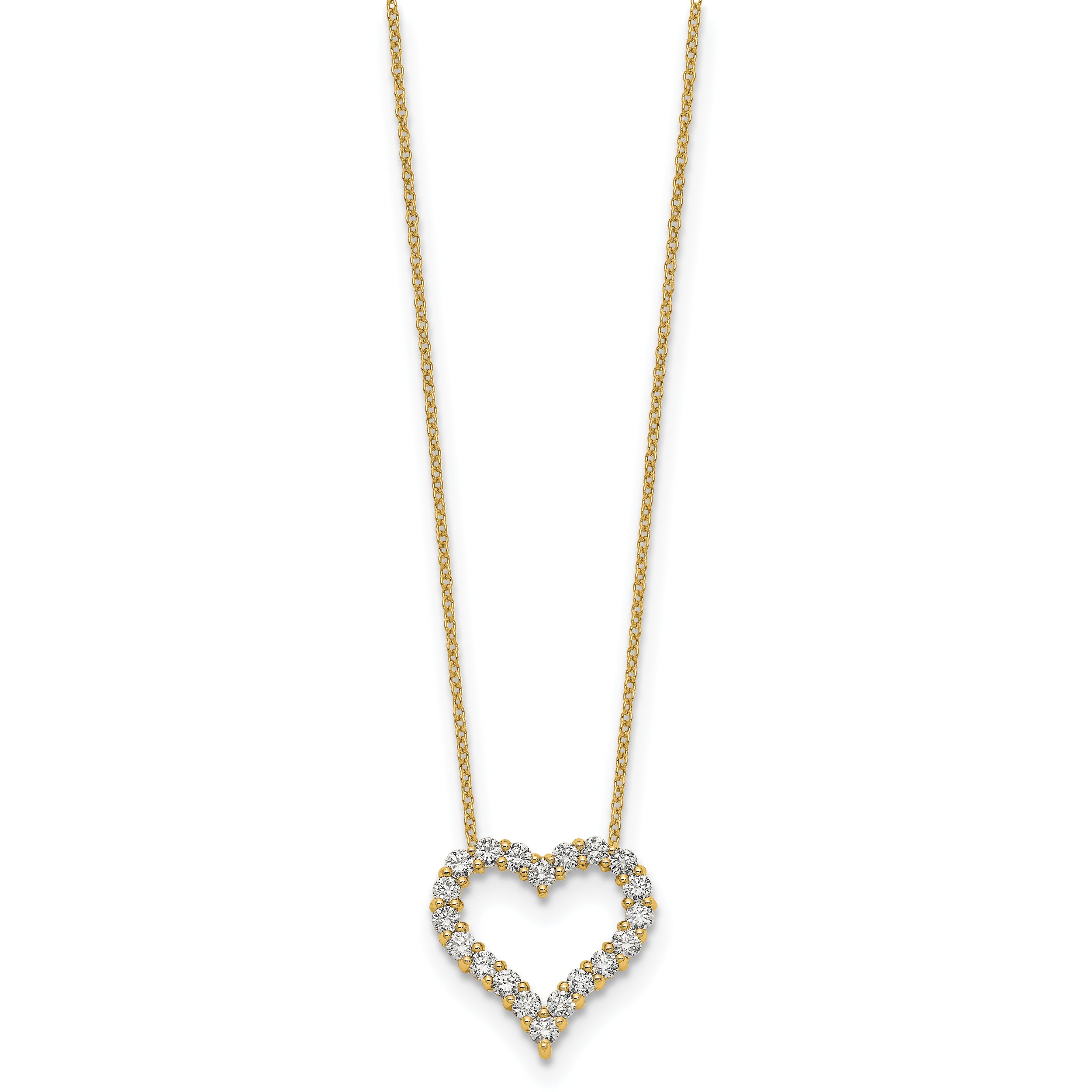 14k 1 carat Lab Grown Diamond VS/SI+ G+ Complete 18 inch Heart Necklace